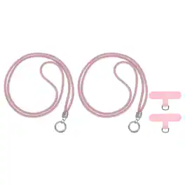 Unique Bargains - 2pcs Water Diamond Wrist Phone Bling Shoulder Strap with Tether Tab Universal Lanyard for Smartphones - Pink