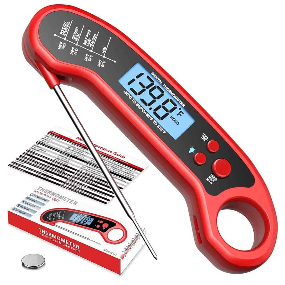 RTMB - Digital Meat Thermometer with Instant Read for Grilling and Cooking - Red