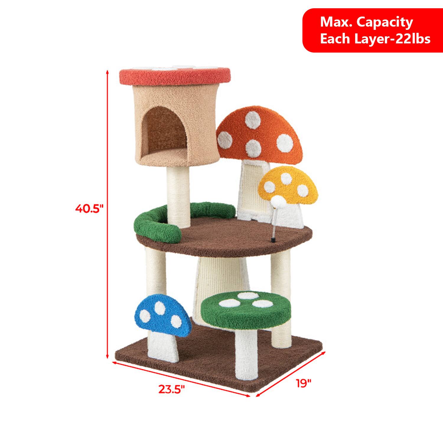 Max. Capacity Each Layer-22lbs  
40.5"  
23.5"  
19"