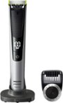 Angle Zoom. Philips Norelco OneBlade Pro hybrid electric trimmer and shaver, QP6520/70 (14 length comb) - Silver And Black.