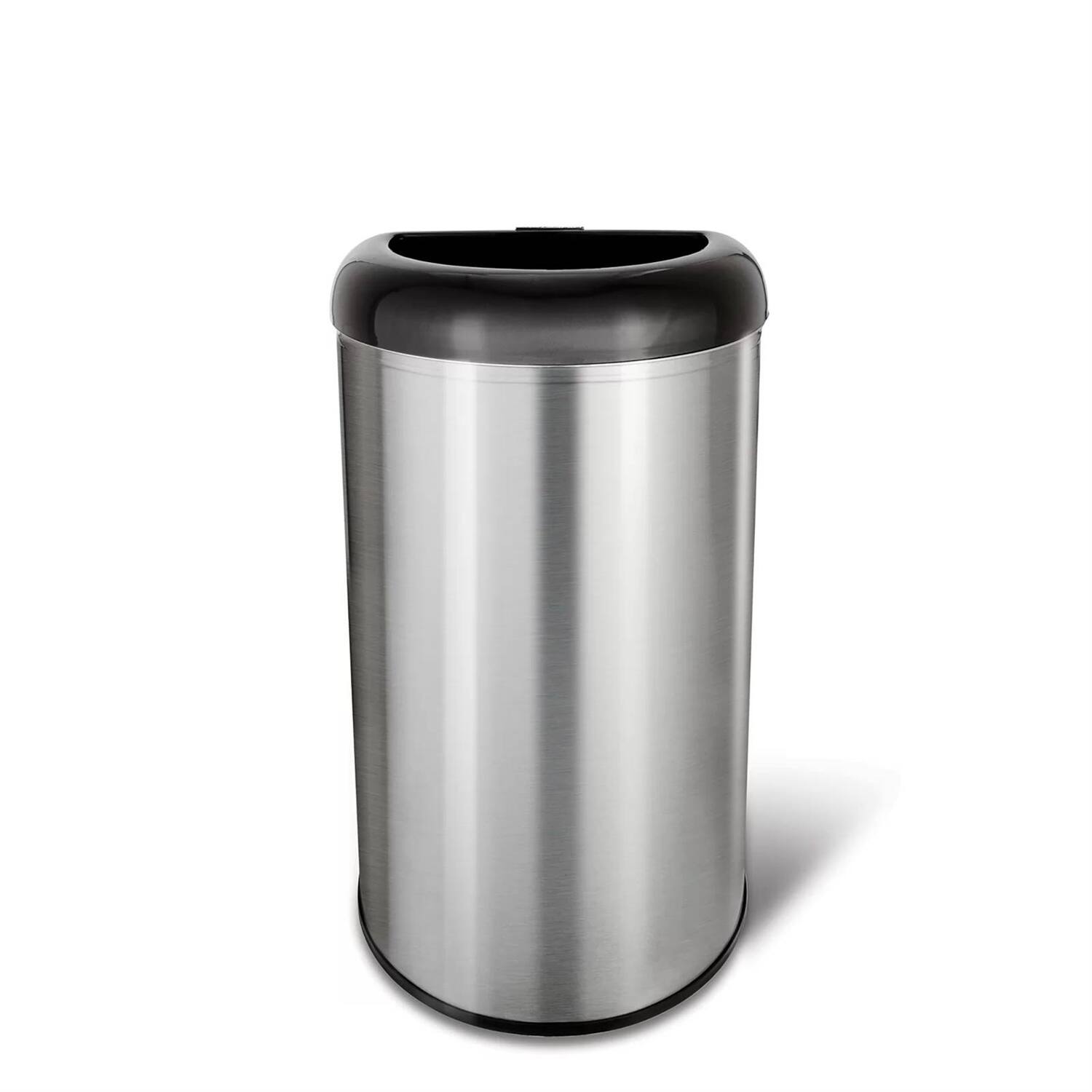 Back. Hivvago - Stainless Steel Black Open Top 13-Gallon Kitchen Trash Can with No Lid - Silver, Black.