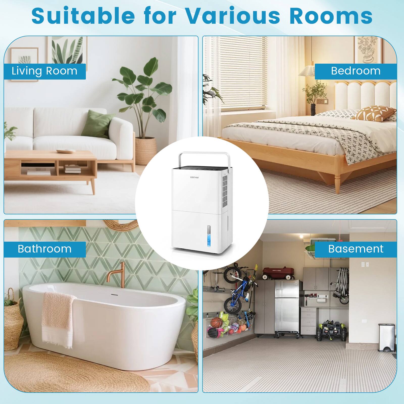 Suitable for Various Rooms  
Living Room  
Bedroom  
Bathroom  
Basement