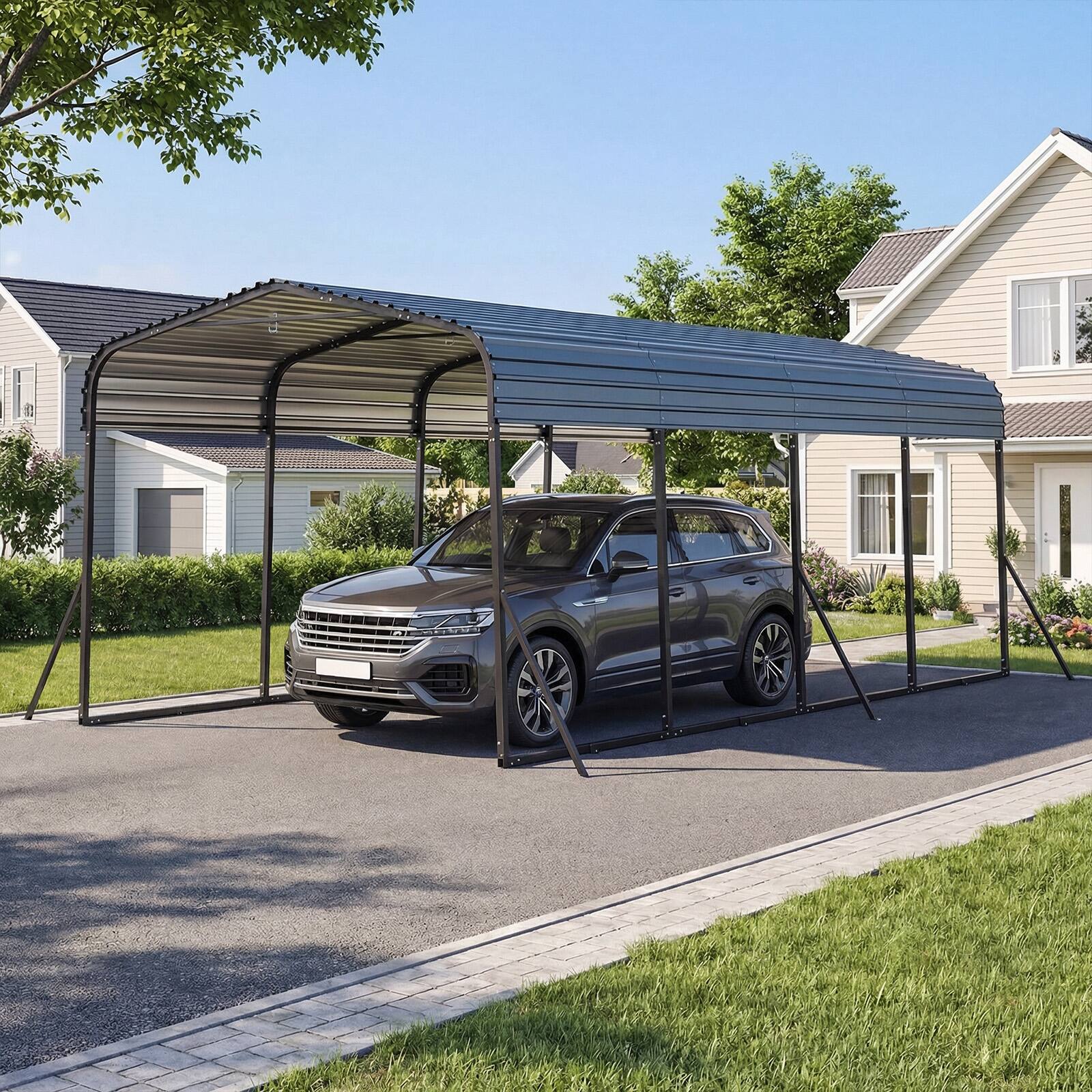 Alt View 1. Costway - Costway 12 x 20 FT Carport,Outdoor Galvanized Steel Garage Car Shelter with Leak-proof Roof - Black.