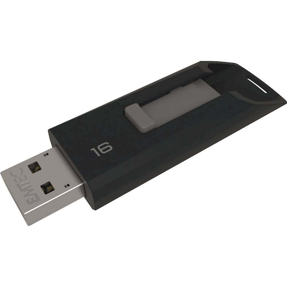 EMTEC - C450 Slide 16GB USB 2.0 Flash Drive - Black - Larger Front