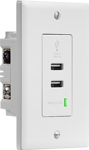 Insignia™ – In-wall 3.6A Surge Protected USB Hub – White Insignia™ – In-wall 3.6A Surge Protected USB Hub – White
