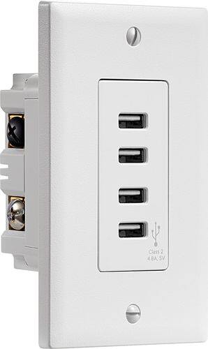 Insignia™ - 4.8A 4-Port USB Charger Wall Outlet - White - Larger Front