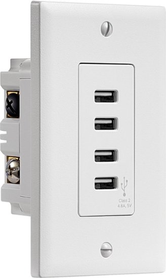 Insignia™ - 4.8A 4-Port USB Charger Wall Outlet - White - Front Zoom