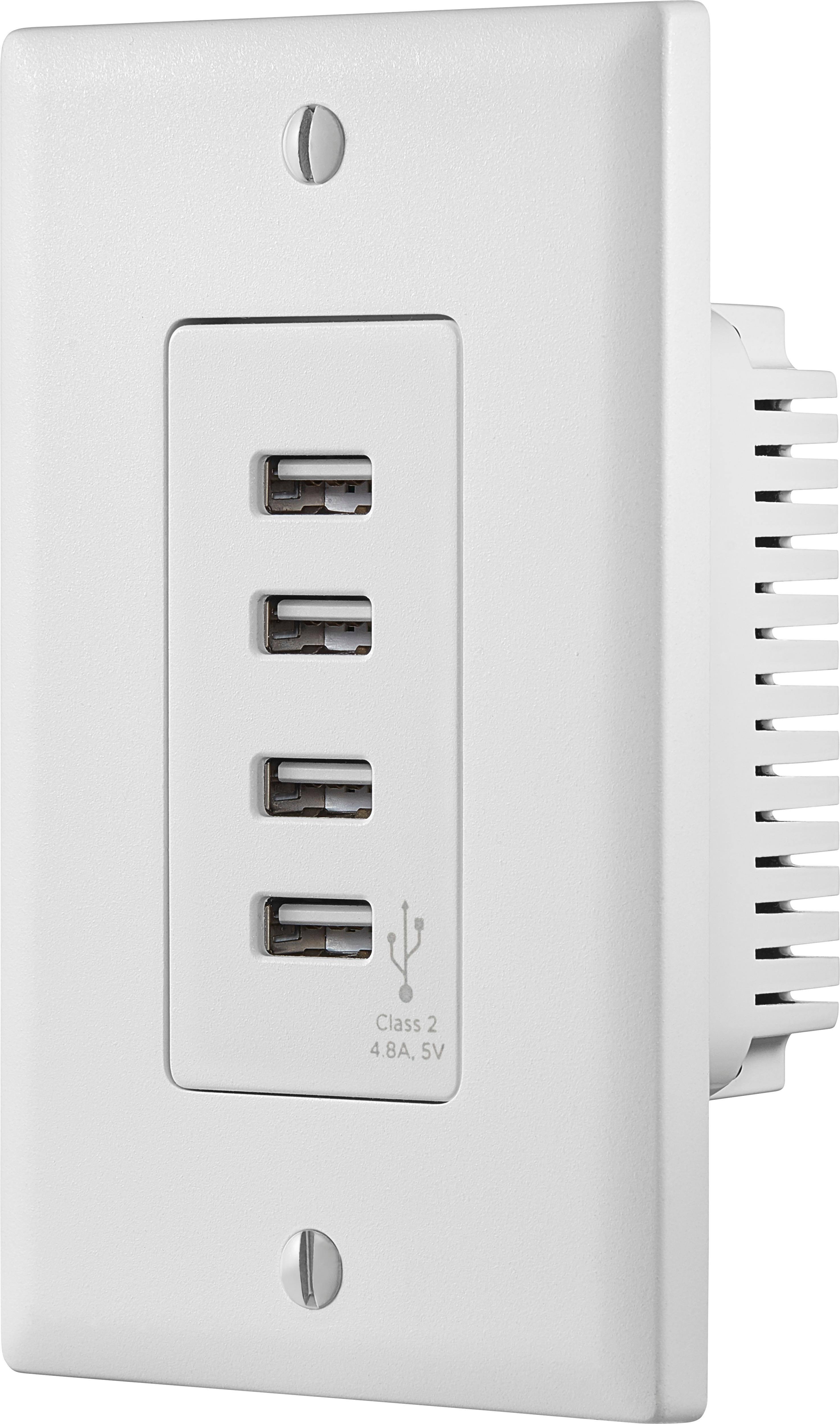 Alt View 11. Insignia™ - 4.8A 4-Port USB Charger Wall Outlet - White.
