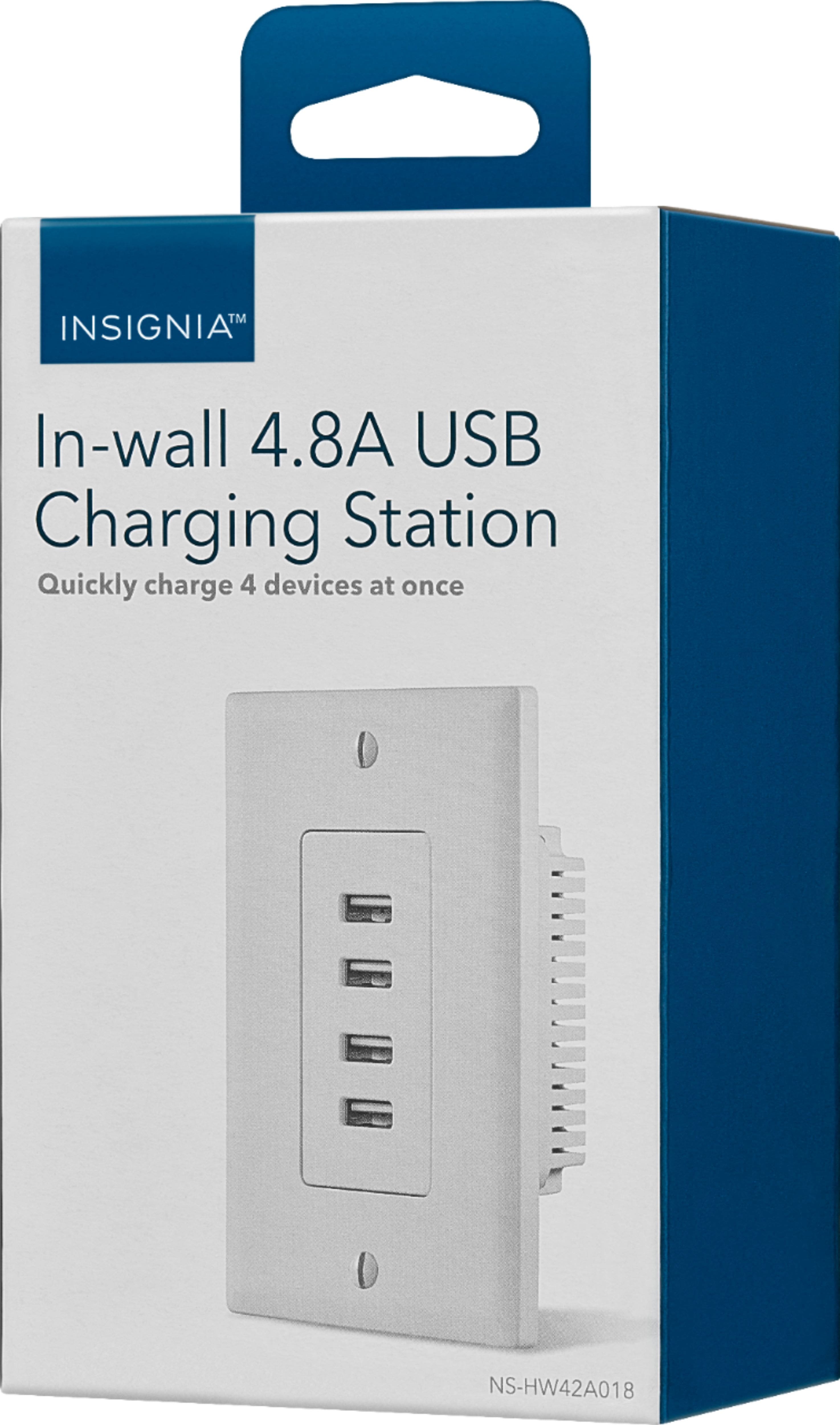 Alt View 13. Insignia™ - 4.8A 4-Port USB Charger Wall Outlet - White.