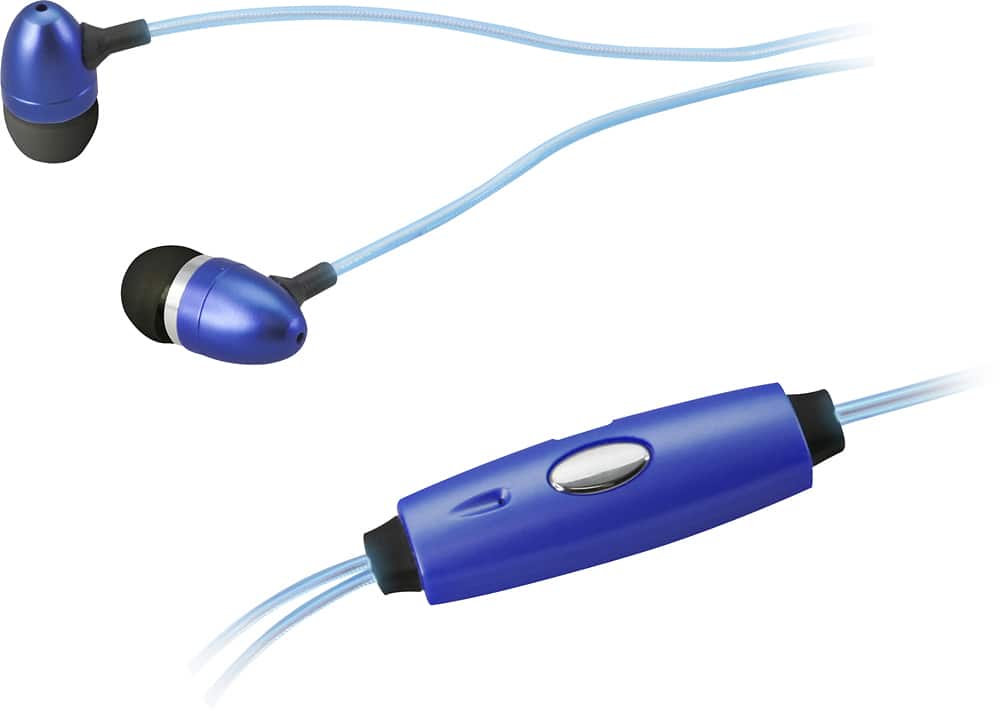 Angle. iLive - Glowing Earbud Headphones - Blue.