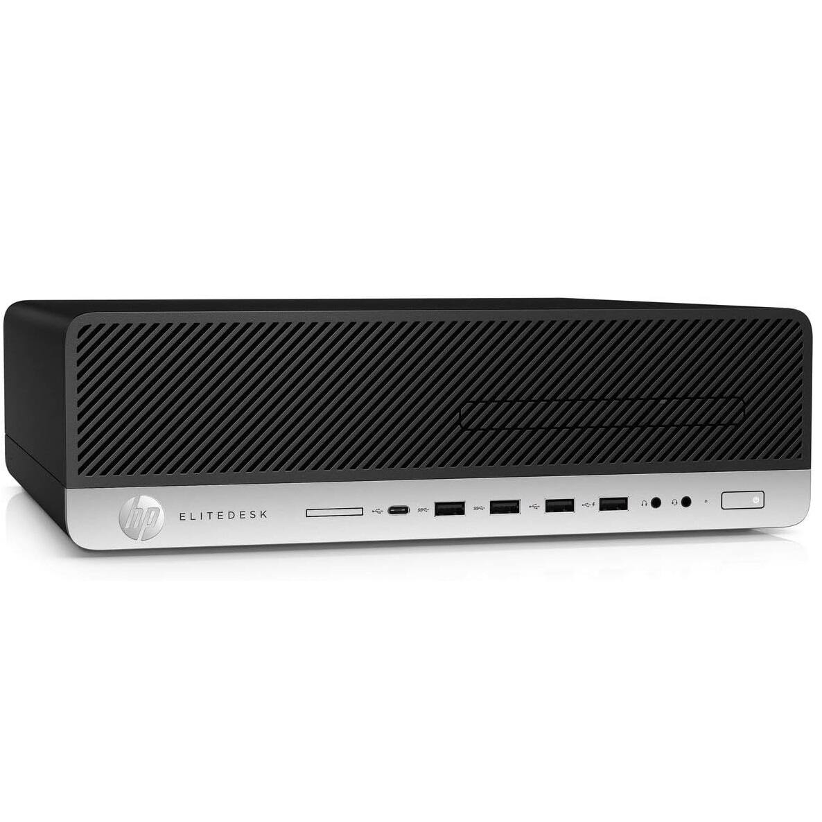 Left. HP - HP EliteDesk 800G5 SFF Desktop PC, Intel Core i5-9500 3.0 up to 4.4Ghz, 16GB DDR4 RAM, 512GB NVMe SSD, Windows 11 Pro - Black.