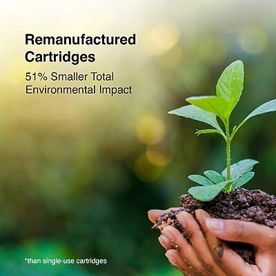 Remanufactured Cartridges  
51% Smaller Total Environmental Impact  
*than single-use cartridges