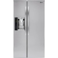 LG - 21.9 Cu. Ft. Side-by-Side Counter-Depth Smart Wi-Fi Enabled Refrigerator - Stainless steel - Front_Zoom
