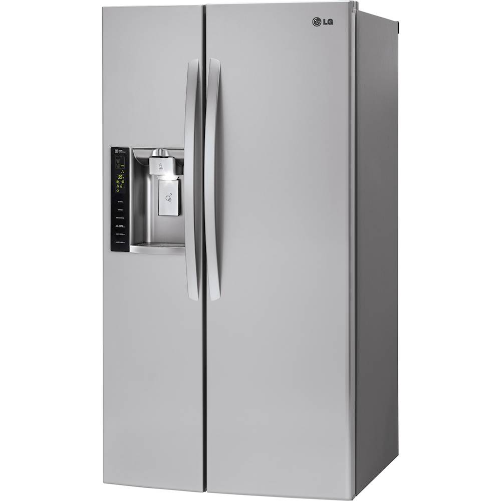 Left View: LG - 21.9 Cu. Ft. Side-by-Side Counter-Depth Smart Wi-Fi Enabled Refrigerator - Stainless Steel