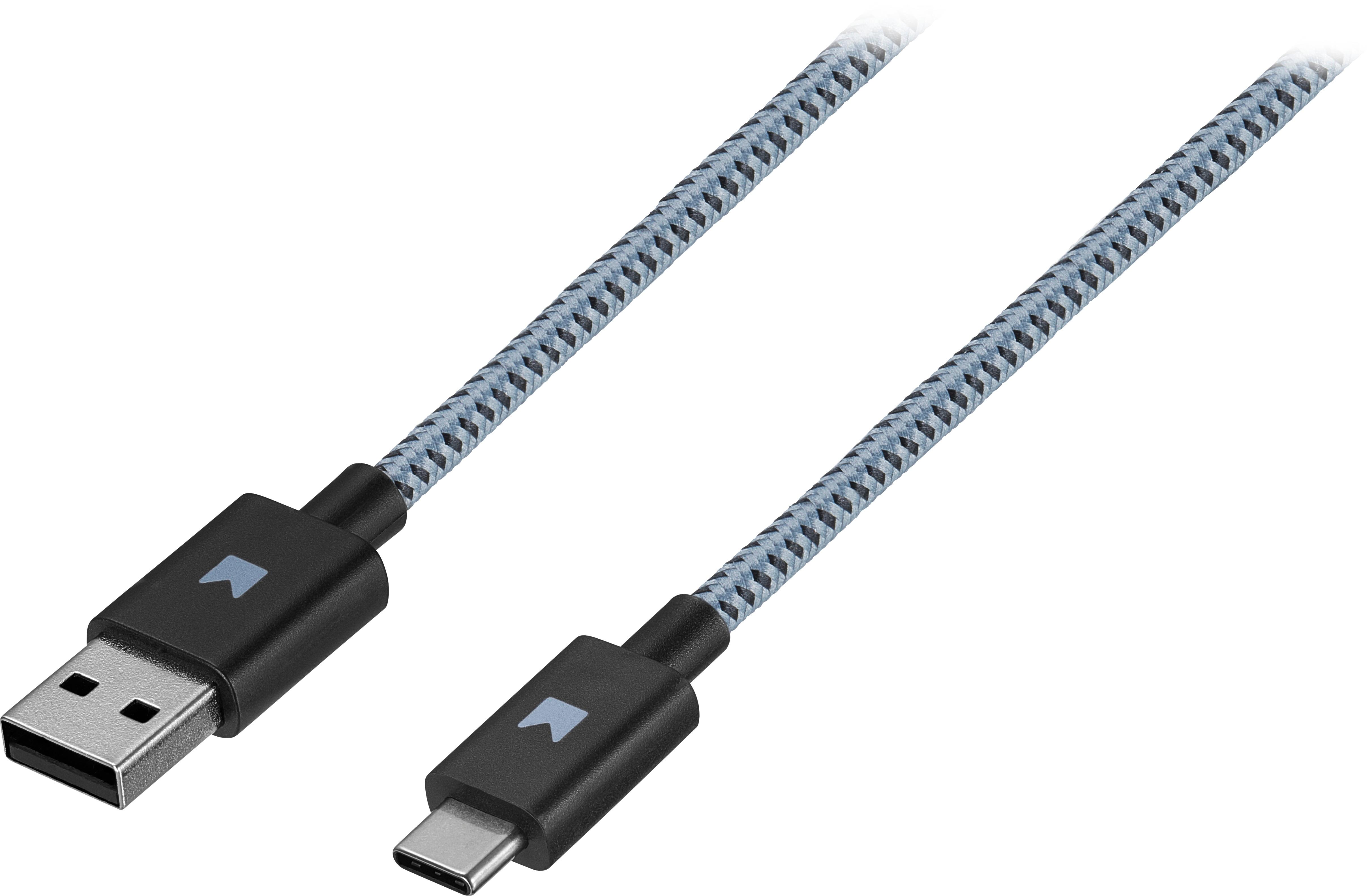 Left View: Just Wireless - 6' Lightning-to-USB Type A Cable (2-Pack) - White/Slate Gray