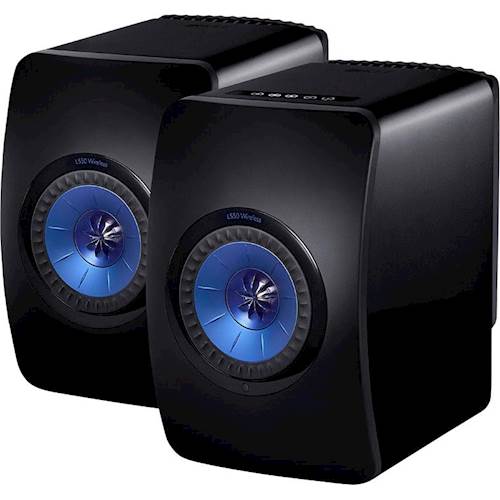 Rent to own KEF - LS50 Hi-Res 5-1/4" 2-Way 230W Wireless Speakers (Pair) - Gloss Black/Blue