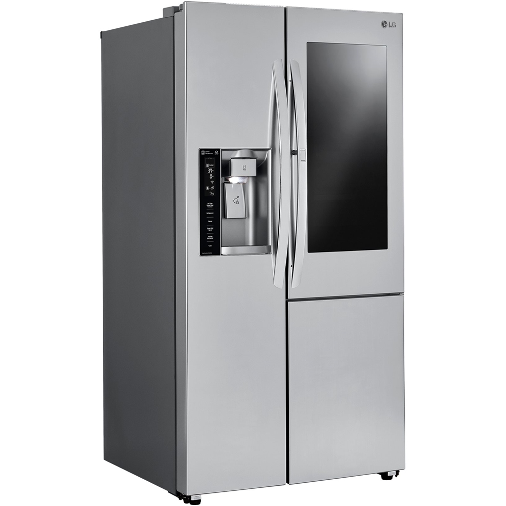 Left View: LG LSXC22396S - Refrigerator/freezer - side-by-side with water dispenser, ice dispenser - Wi-Fi - width: 35.9 in - depth: 29.4 in - height: 70.5 in - 21.7 cu. ft - stainless steel