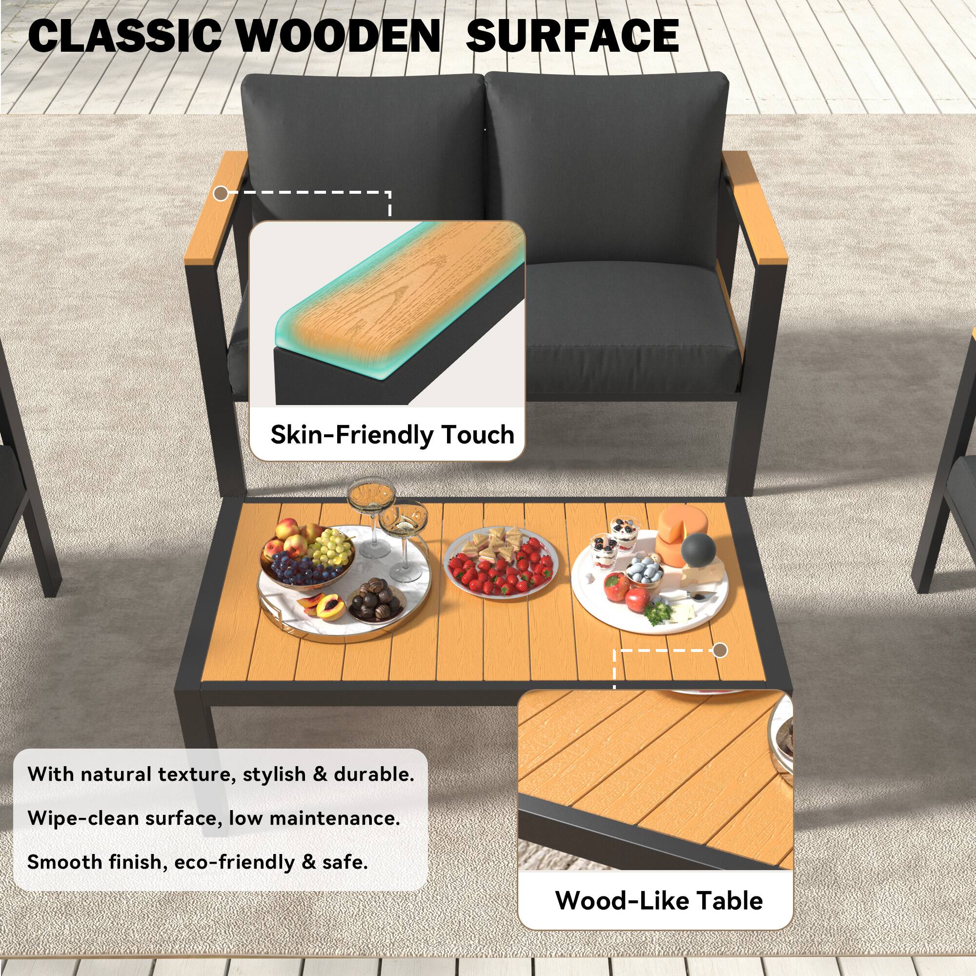 CLASSIC WOODEN SURFACE

Skin-Friendly Touch

With natural texture, stylish & durable.  
Wipe-clean surface, low maintenance.  
Smooth finish, eco-friendly & safe.

Wood-Like Table