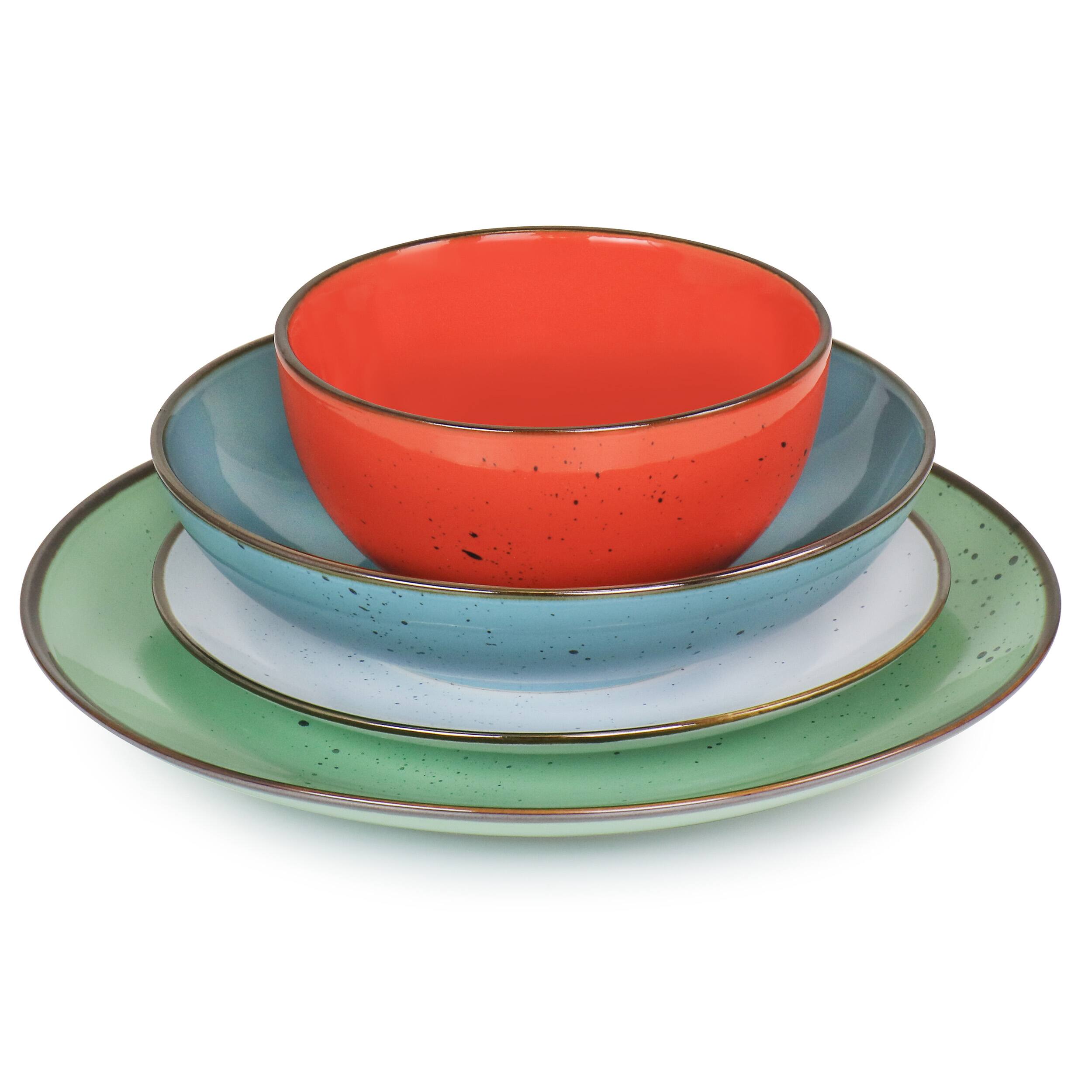 Alt View 2. Elama - Elama Evelyn 20 Piece Mix and Match Round Stoneware Dinnerware Set in Assorted Colors - Assorted.