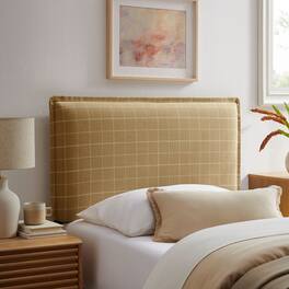 Camille Checkered Linen Blend Headboard by Modway - Hemp Windowpane Check