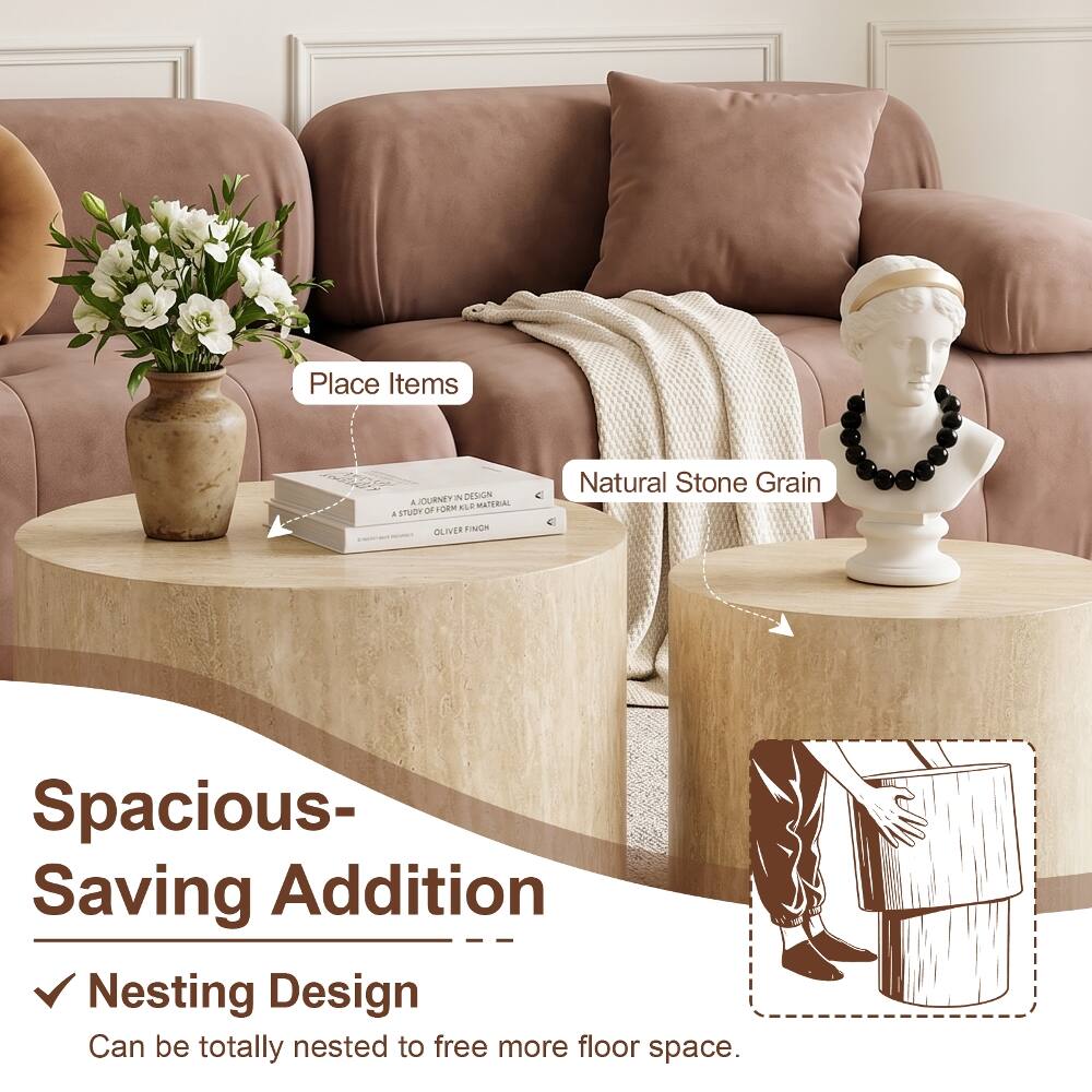Place Items  
JOURNEY A DESIGN A MATERIAL OF FORM KLR A STUDY OLIVER FINCH  
Natural Stone Grain  
Spacious-Saving Addition  
Nesting Design  
Can be totally nested to free more floor space.