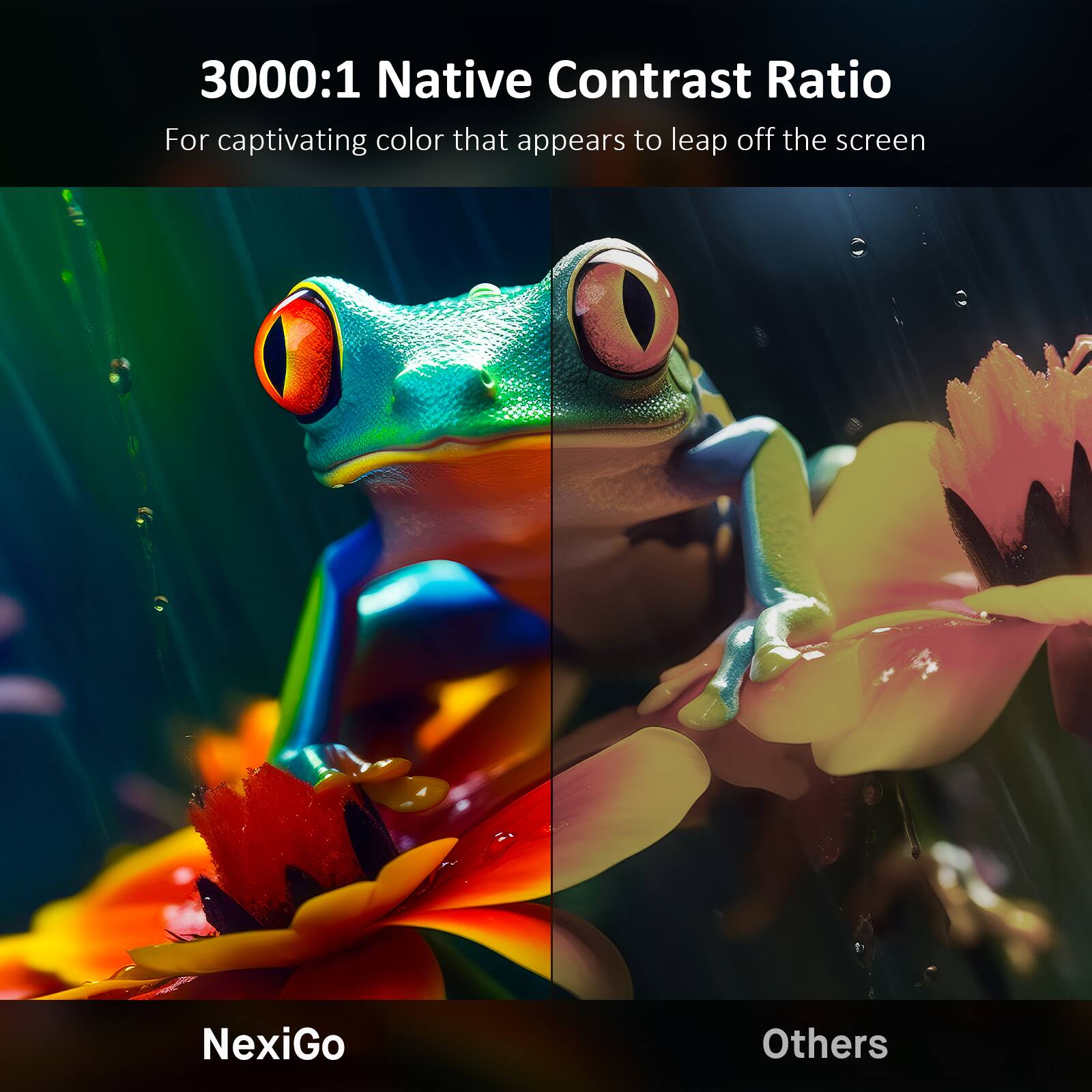 3000:1 Native Contrast Ratio  
For captivating color that appears to leap off the screen  

NexiGo  
Others