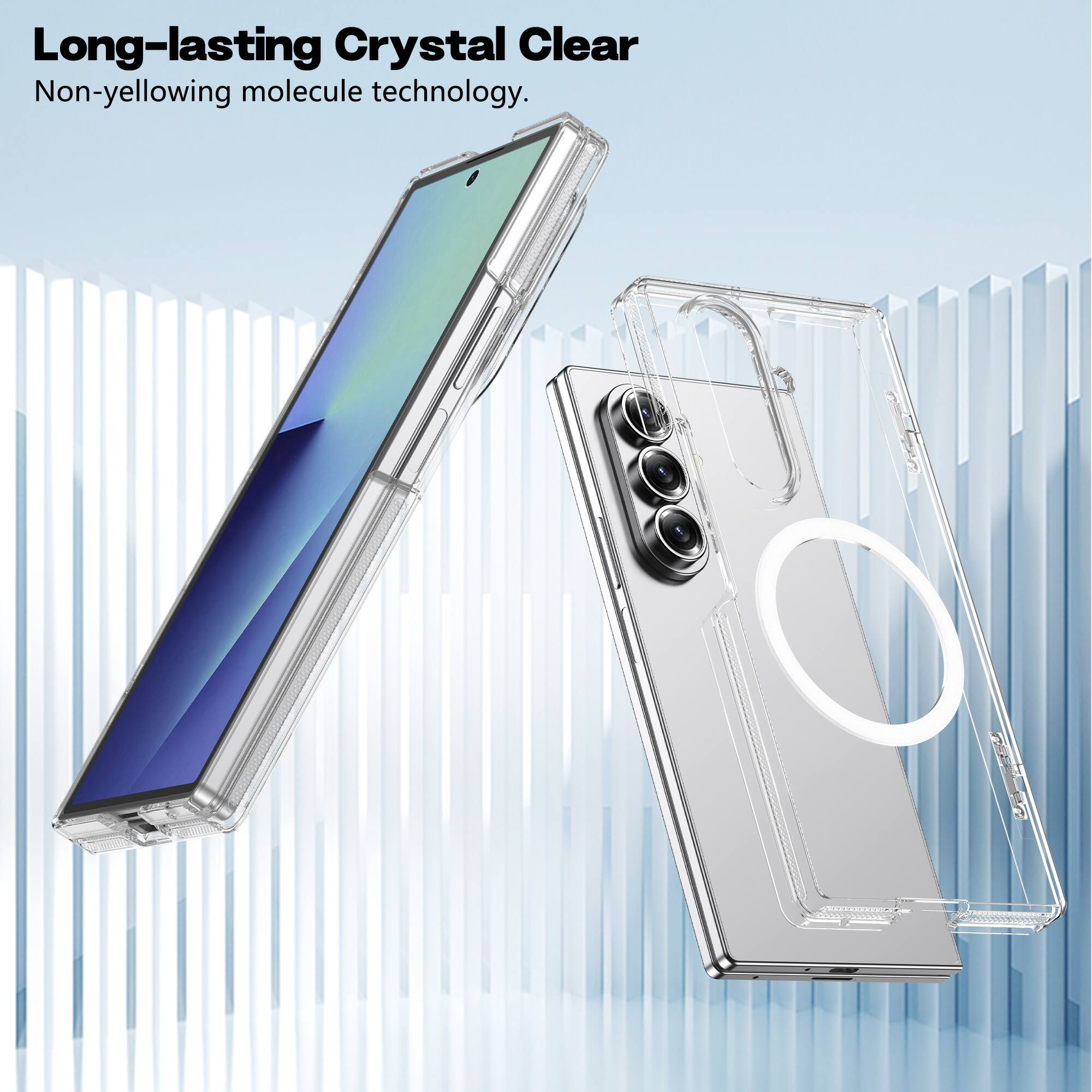Long-lasting Crystal Clear  
Non-yellowing molecule technology.