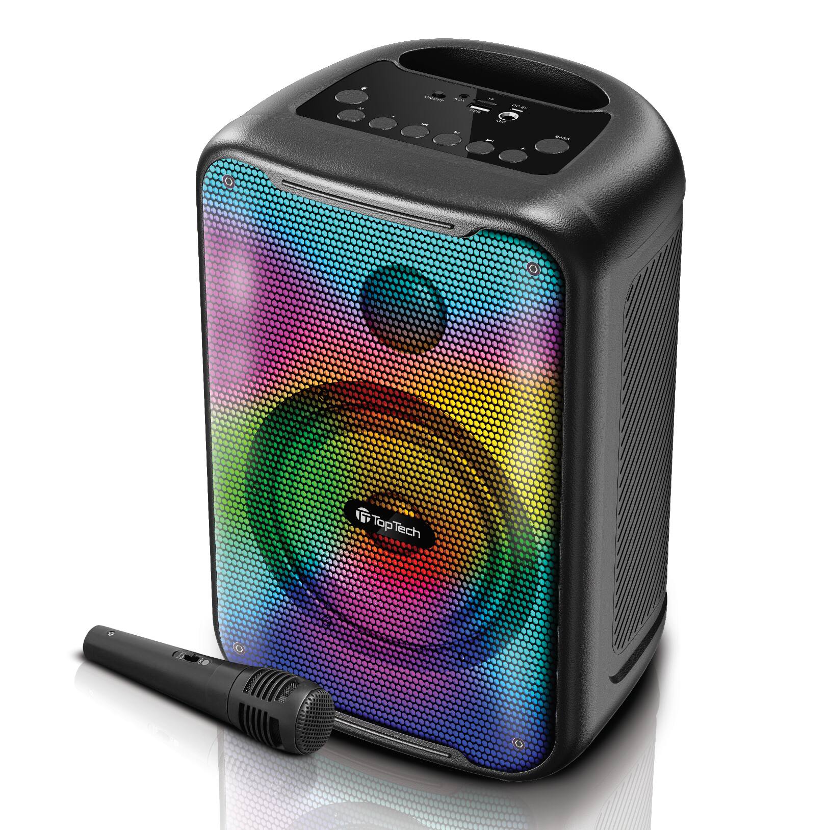 Angle. TopTech - BLADE-8 8" Wireless Bluetooth Speaker, TWS, Flame Lights - Black.