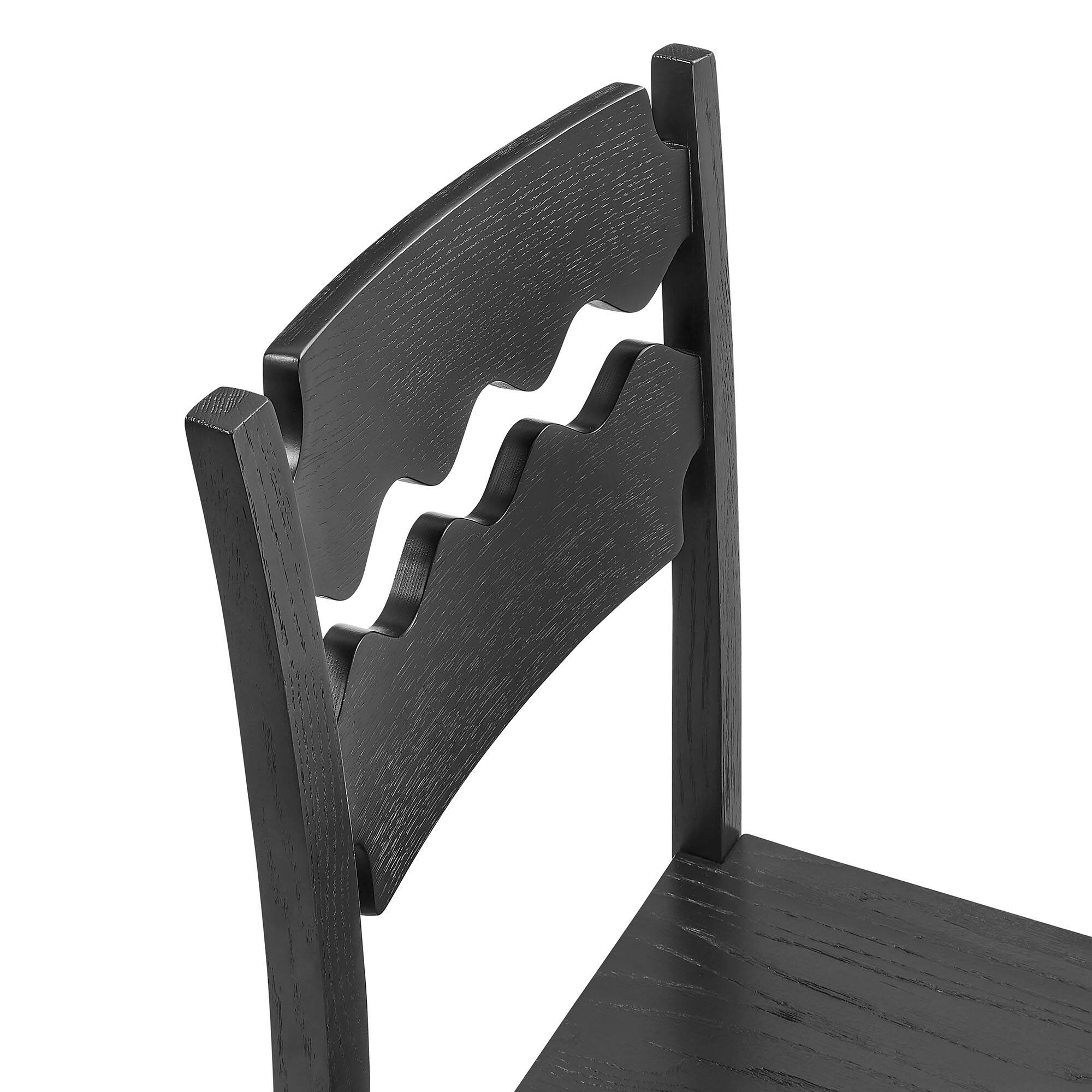 Alt View 6. Modway - Jax Oak Wood Bar Stool With Wavy Razor Back by Modway - Black.