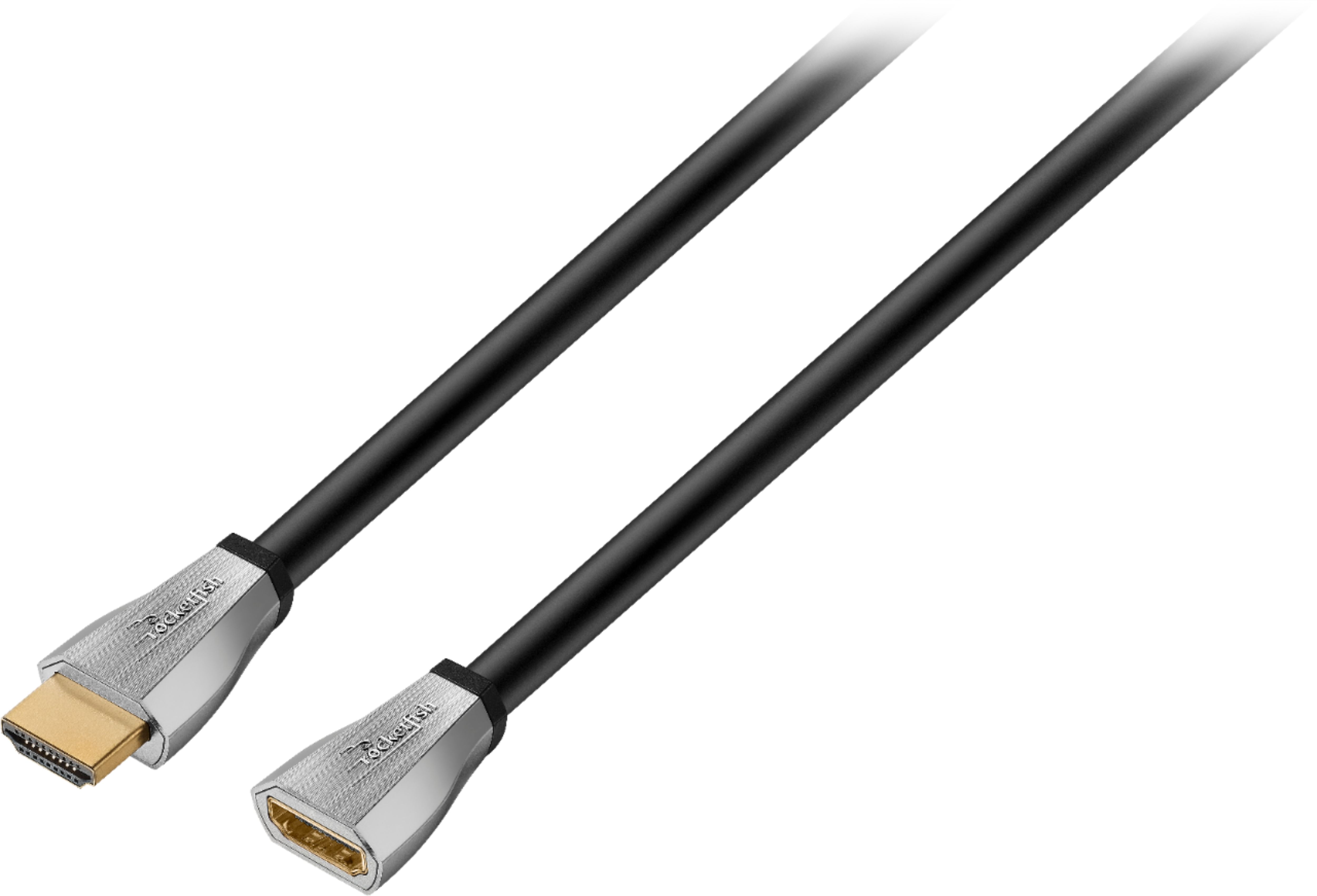 Angle View: Rocketfish™ - 4' 4K Ultra HD HDMI Extension Cable - Black/silver