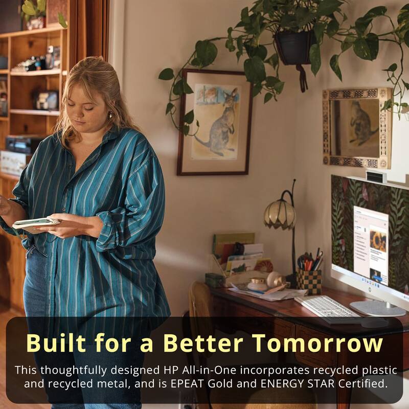 Built for a Better Tomorrow

This thoughtfully designed HP All-in-One incorporates recycled plastic and recycled metal, and is EPEAT Gold and ENERGY STAR Certified.