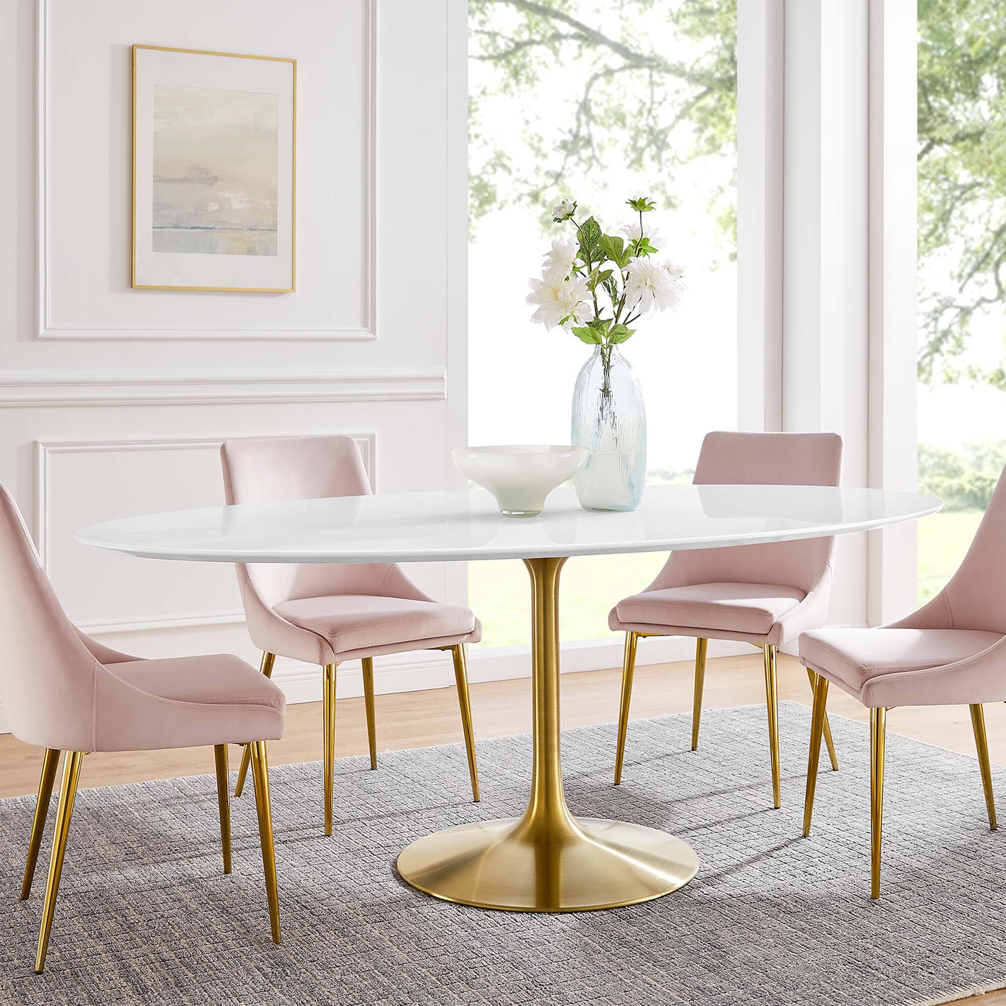 Alt View 5. Modway - Lippa 78" Oval Wood Dining Table by Modway - Gold White.
