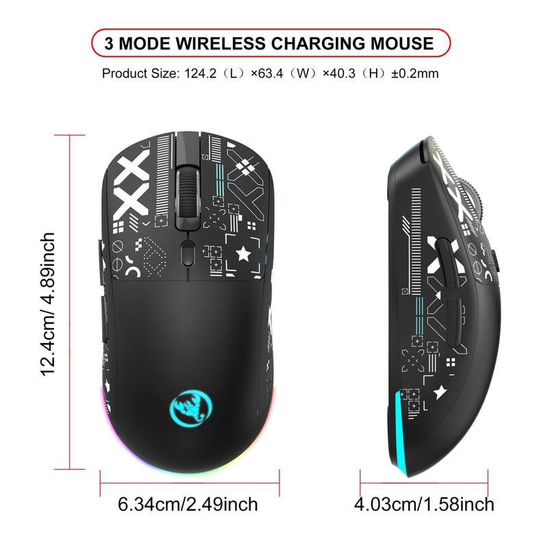 3 MODE WIRELESS CHARGING MOUSE

Product Size: 124.2 (L) x 63.4 (W) x 40.3 (H) ±0.2mm

4.89 inch / 12.4 cm
6.34 cm / 2.49 inch
4.03 cm / 1.58 inch
