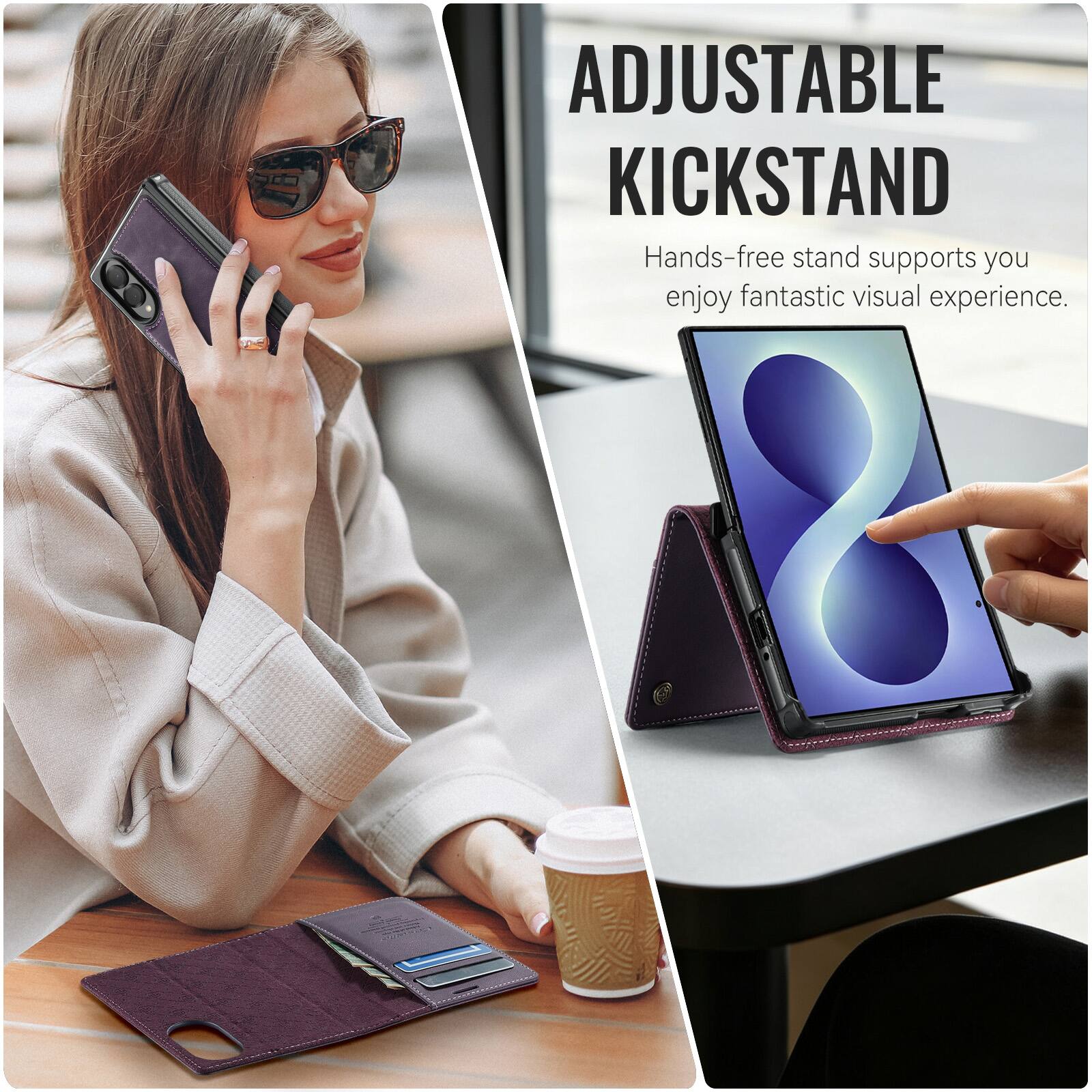 ADJUSTABLE KICKSTAND  
Hands-free stand supports you enjoy fantastic visual experience.