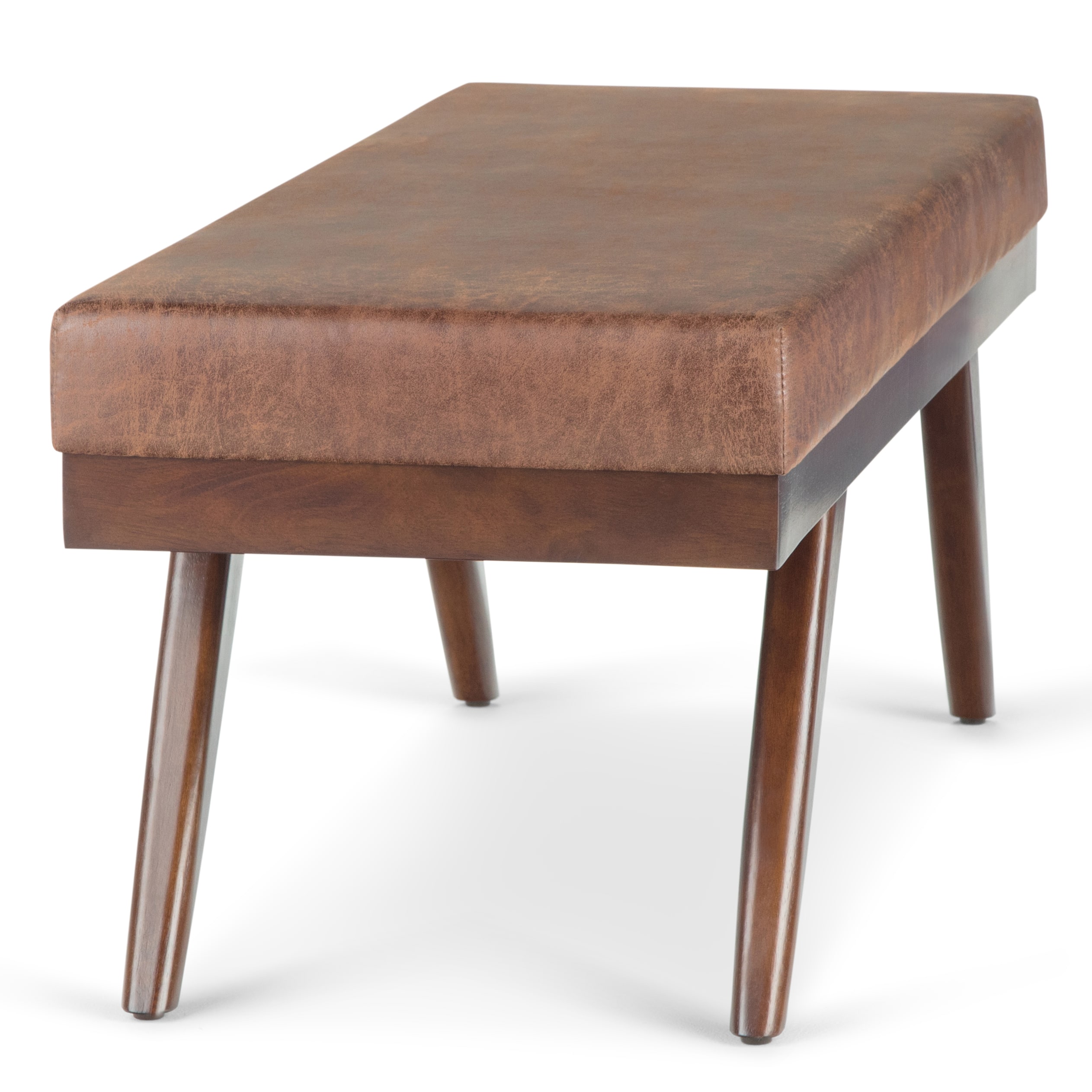 Alt View 17. Simpli Home - Chanelle Mid Century Ottoman Bench - Distressed Umber Brown.