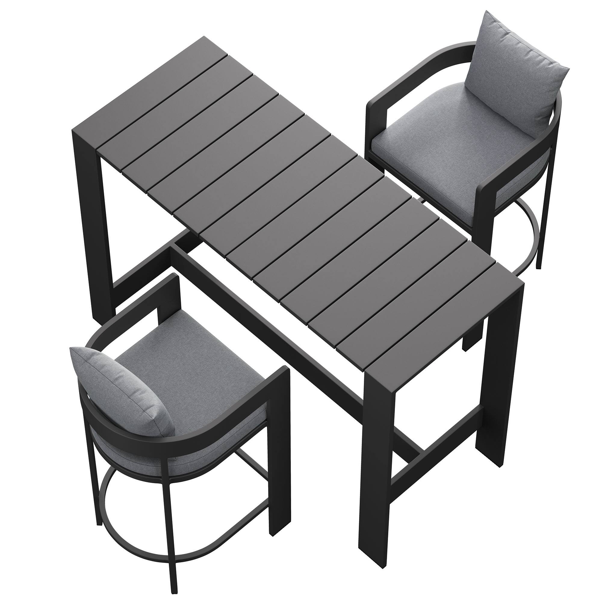 Alt View 1. Modway - Tahoe 3-Piece Outdoor Patio Aluminum Bar Set - Gray.