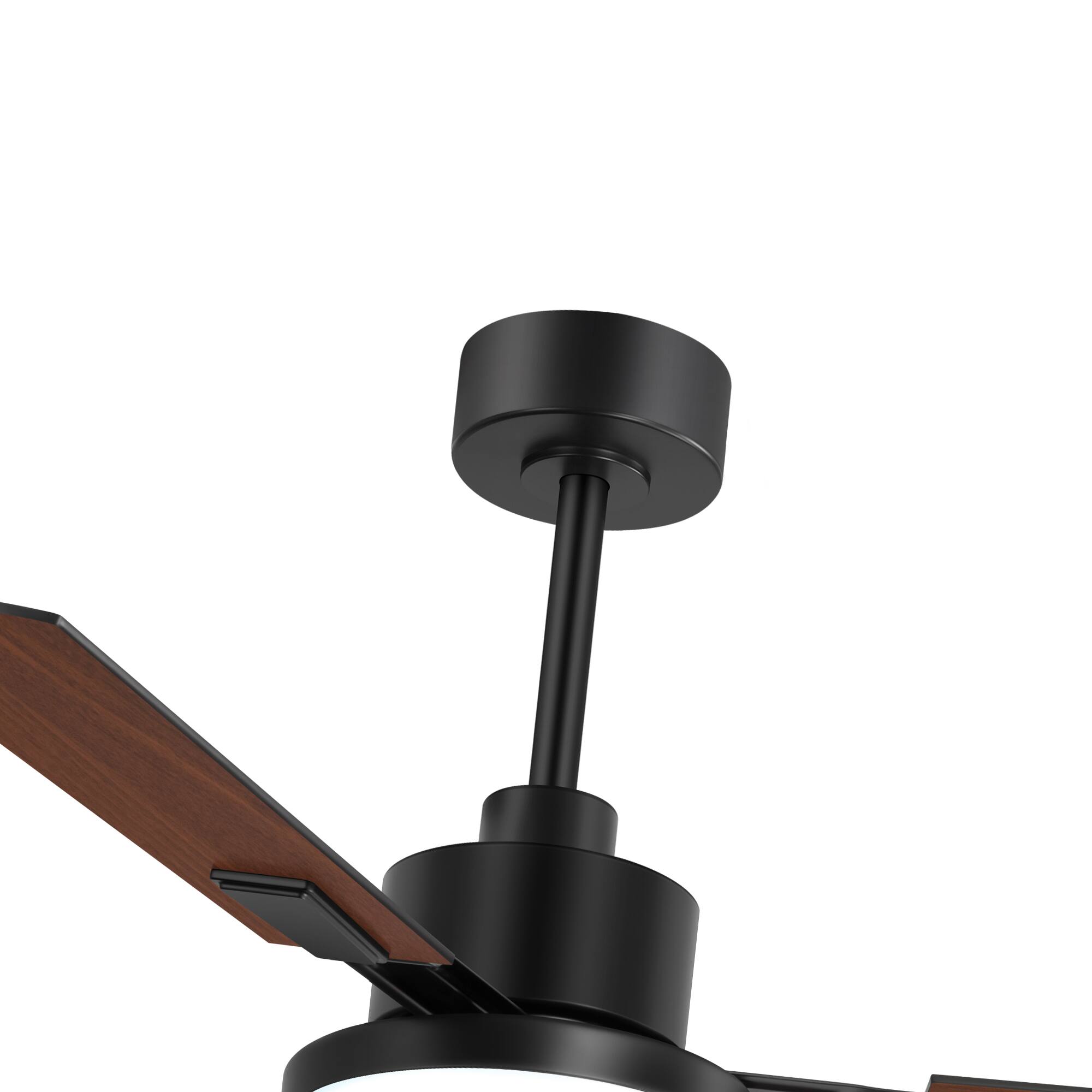 Alt View 9. Breezary - Breezary 52'' Ceiling Fan with 3 Dual-Finish Plywood Blades, 3-Color Light, 6-Speed DC Motor, Remote & Memory Function - Matte Black and Dark Wood Grain.