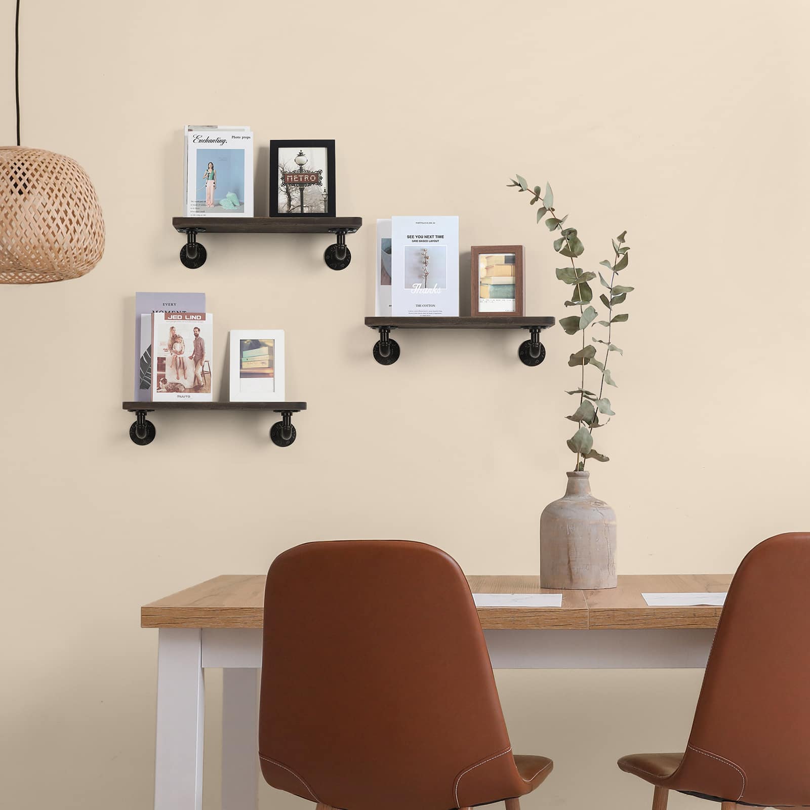 Oumilen - 6-Pack Industrial Pipe Shelf Brackets, Black - White price history on PriceWatchPro