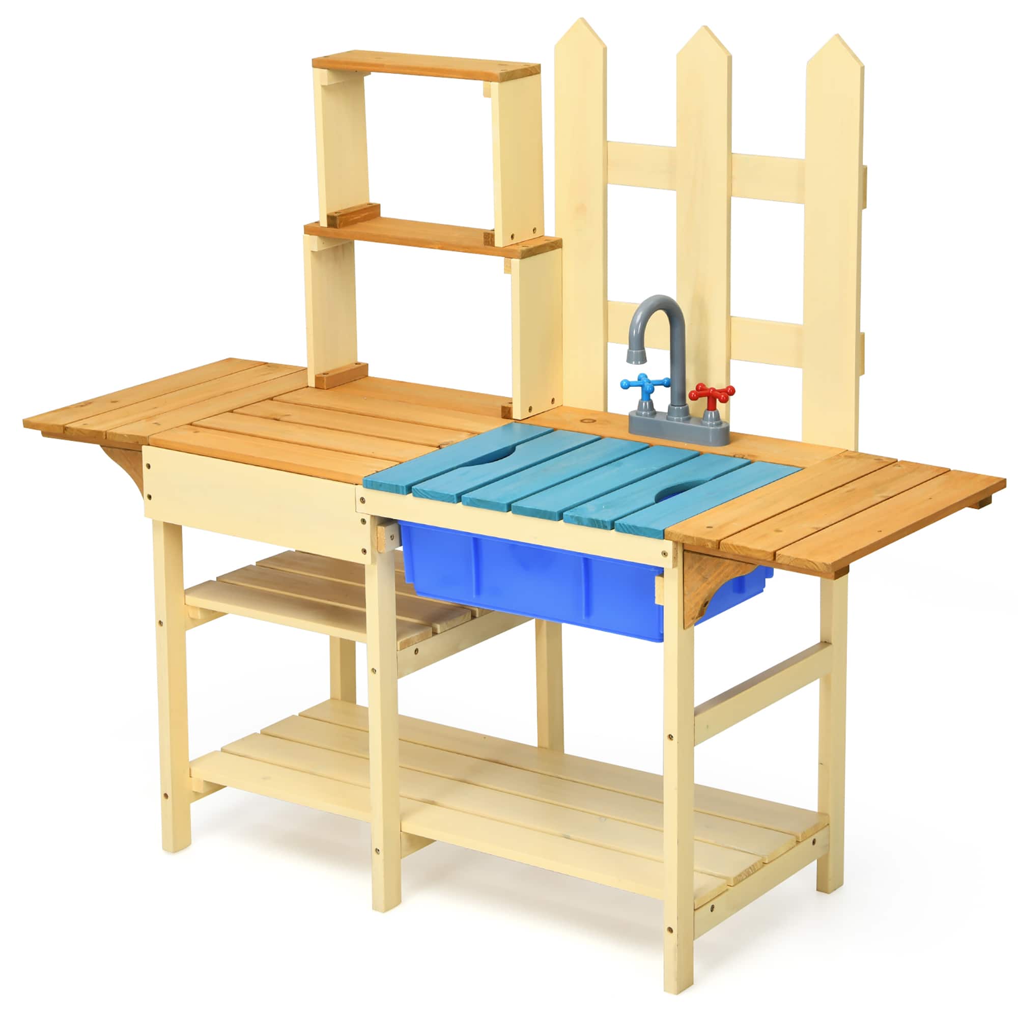 Costway - Kid's Wooden Mud Kitchen Pretend Cook Playset Toy For Children - Natural price history on PriceWatchPro