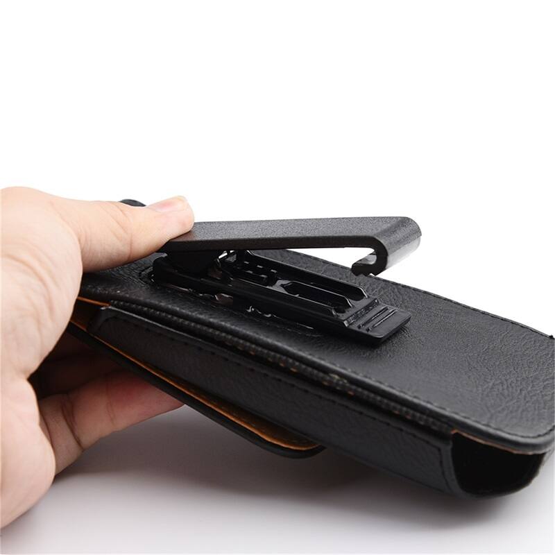 Alt View 5. LUXMO - LUXMO Large Vertical Universal Leather Phone Pouch - Black - Black.