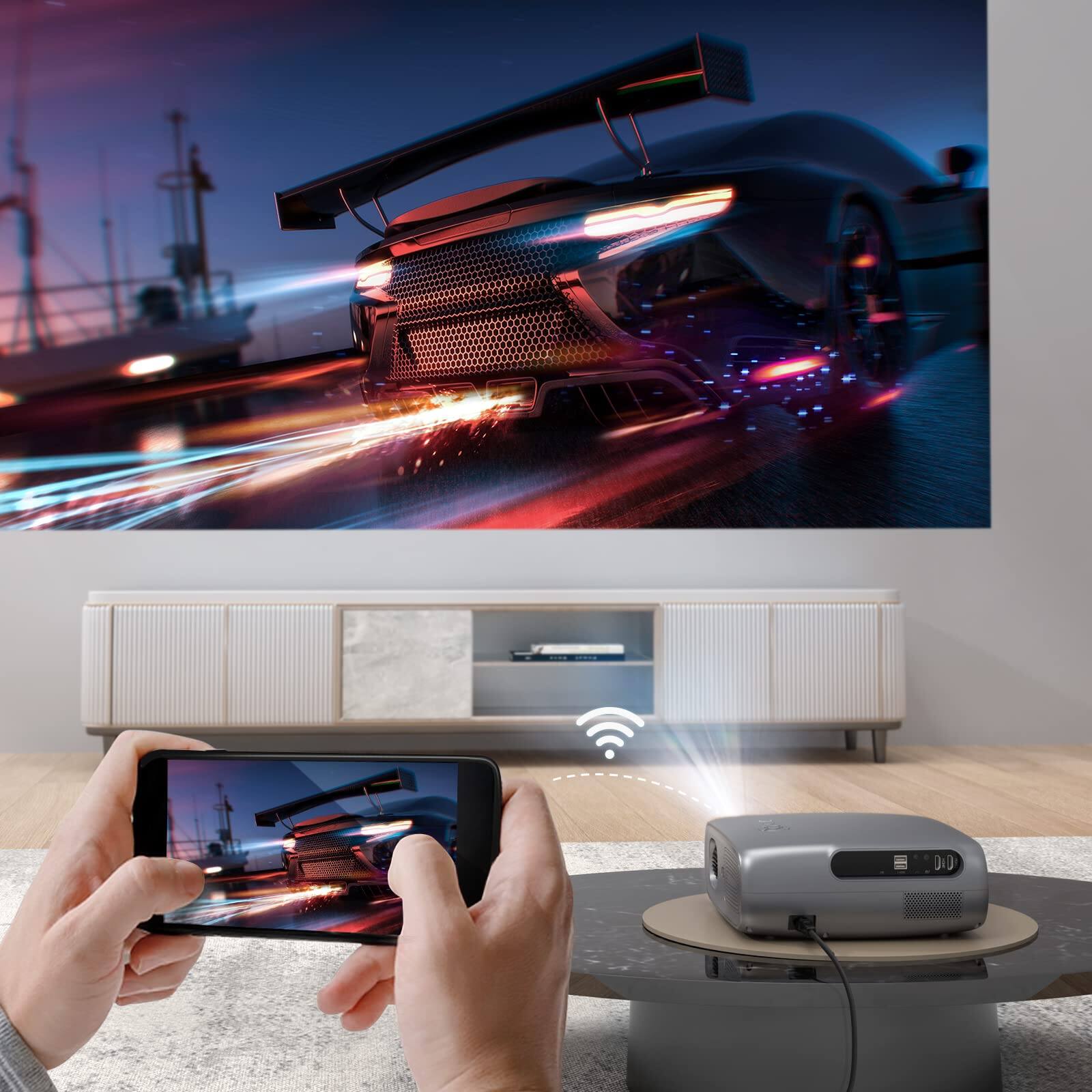 Alt View 6. Yaber - YABER Pro U7 5G WiFi BT Projector, 1080P, 4K, Auto 6D Keystone Correction &4P/4D, HD Home&Outdoor Projector - Gray.