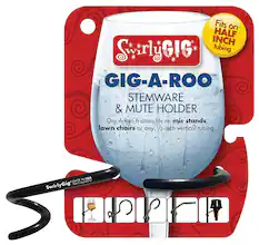 SwirlyGig
GIG-A-ROO
STEMWARE & MUTE HOLDER
Gig-A-Roo friction fits on mic stands, lawn chairs or any 1/2-inch vertical tubing.
Fits on HALF INCH tubing
MADE IN USA
Patent applied for
SwirlyGig