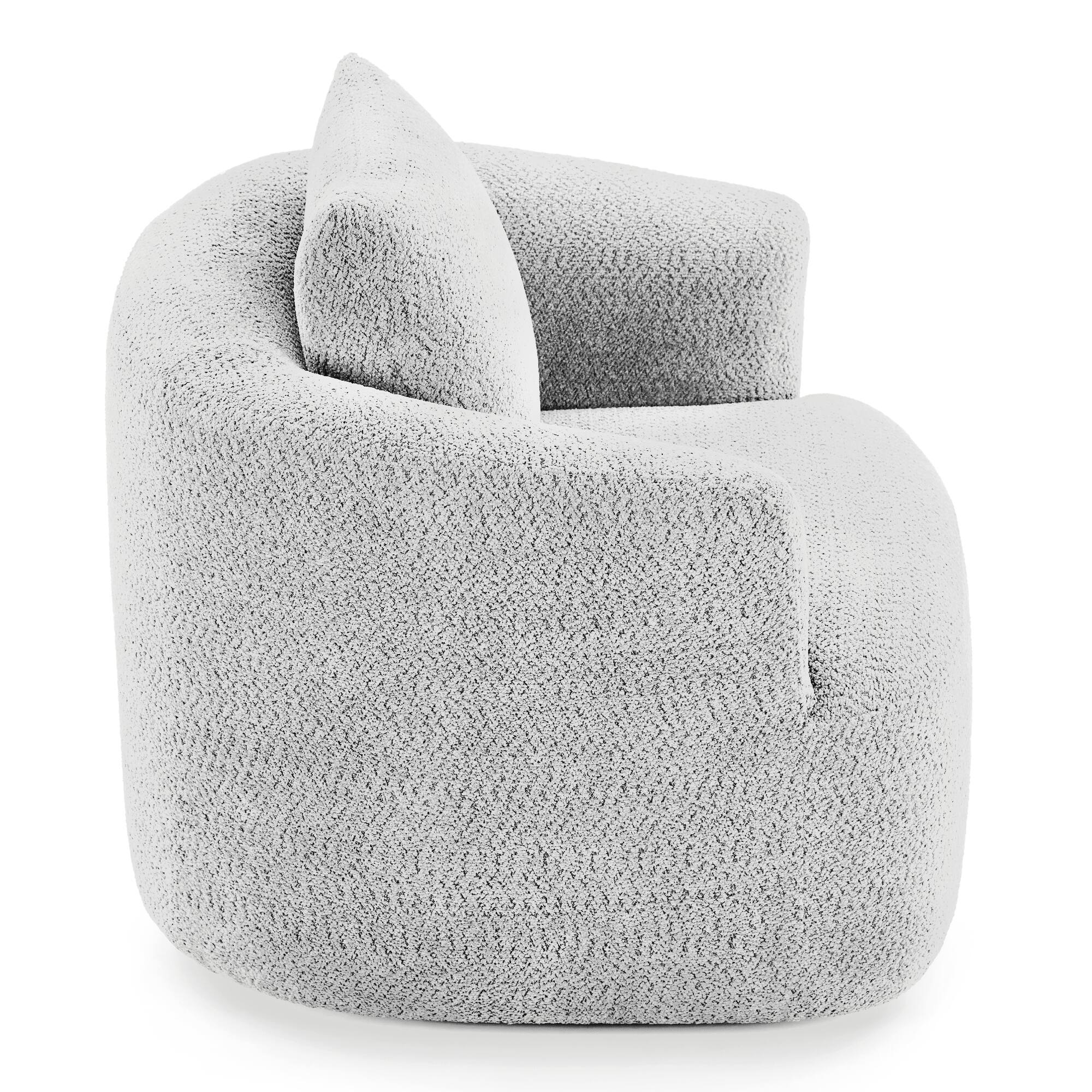 Left. Whisen - 360° Swivel Sofa Accent Chair with Boucle Upholstery, Pocket Spring Cushion and Ergonomic Armrests - Light Gray.