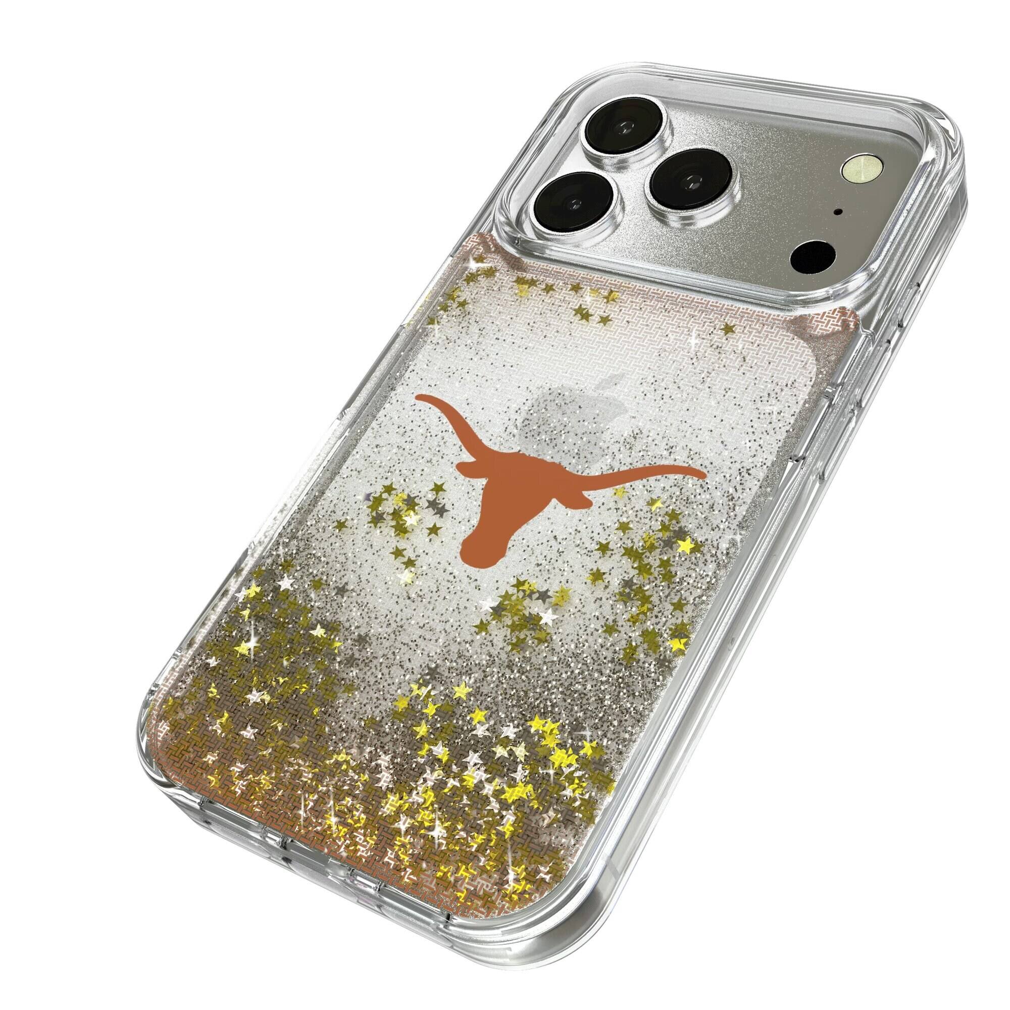 Alt View 1. Keyscaper - Texas Longhorns Linen Logo iPhone Glitter Case - 15 Pro - Multicolor.