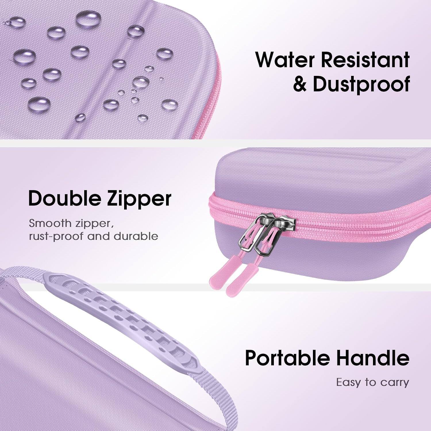 Water Resistant & Dustproof

Double Zipper
Smooth zipper, rust-proof and durable

Portable Handle
Easy to carry