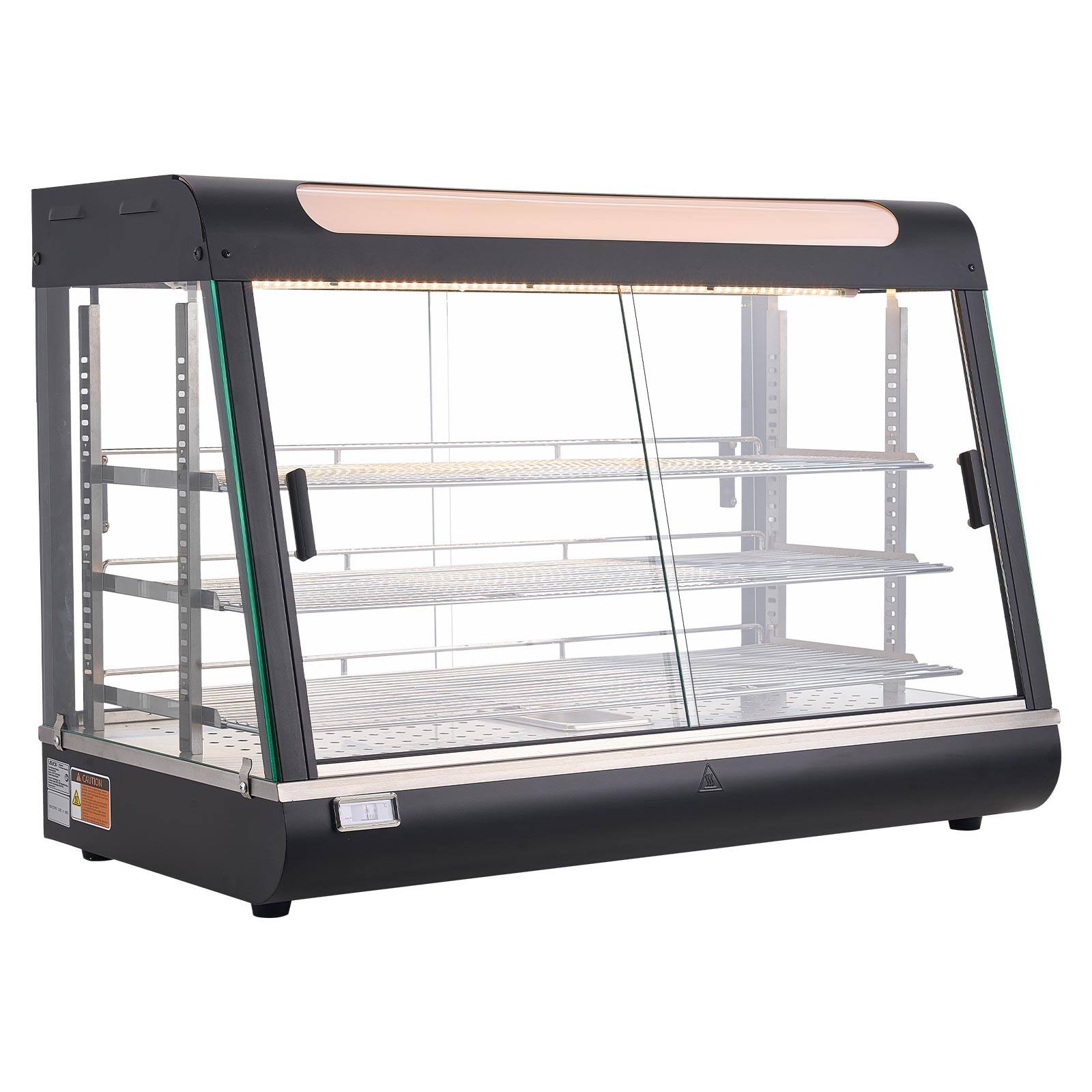 Alt View 5. VEVOR - 3-Tier Commercial Food Warmer Display, 1400W Food Display Warmer with LED Light, Top Storage and Adjustable Shelves - Black.