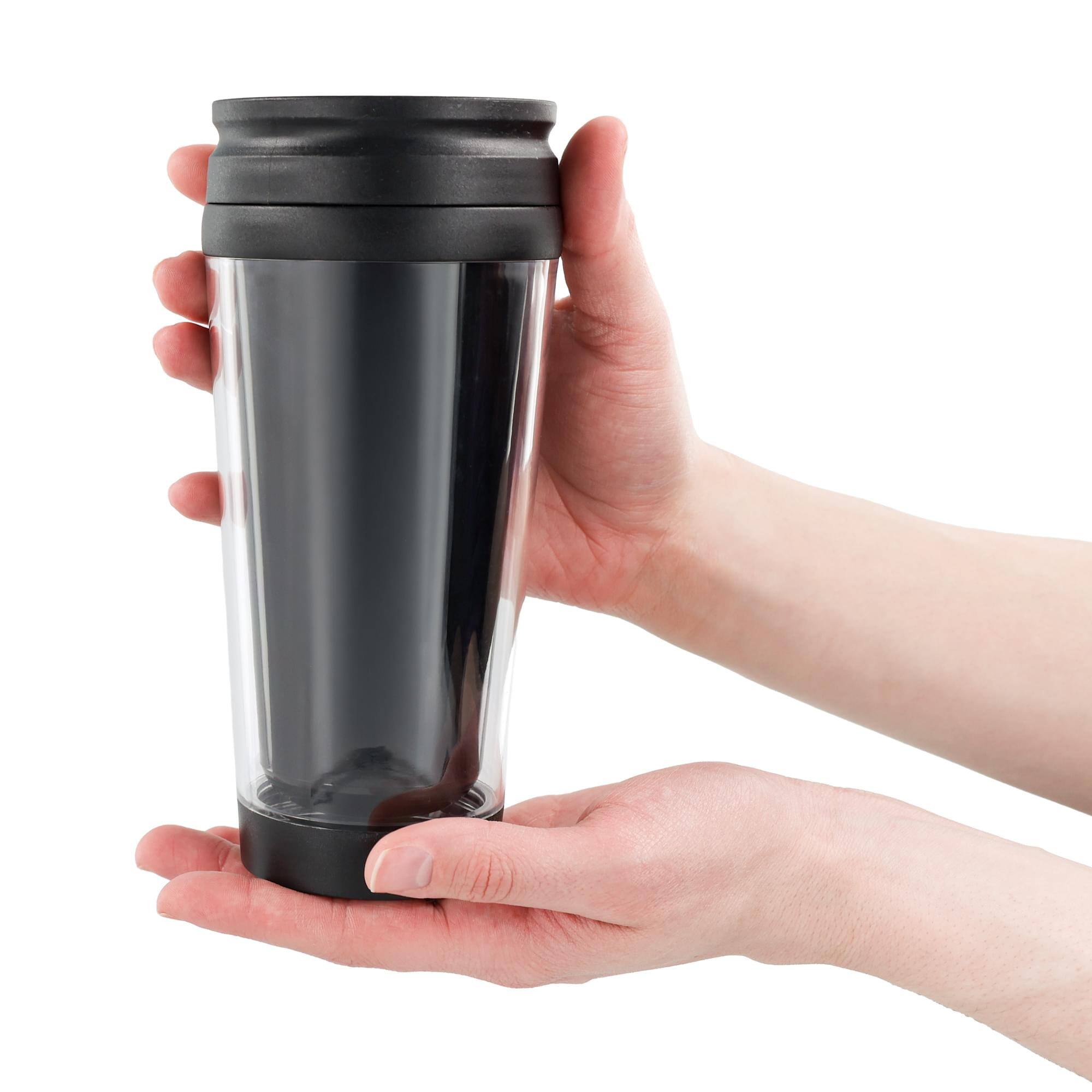 Alt View 4. Just Funky - Black 16oz Travel Mug w/ Lid - Black.