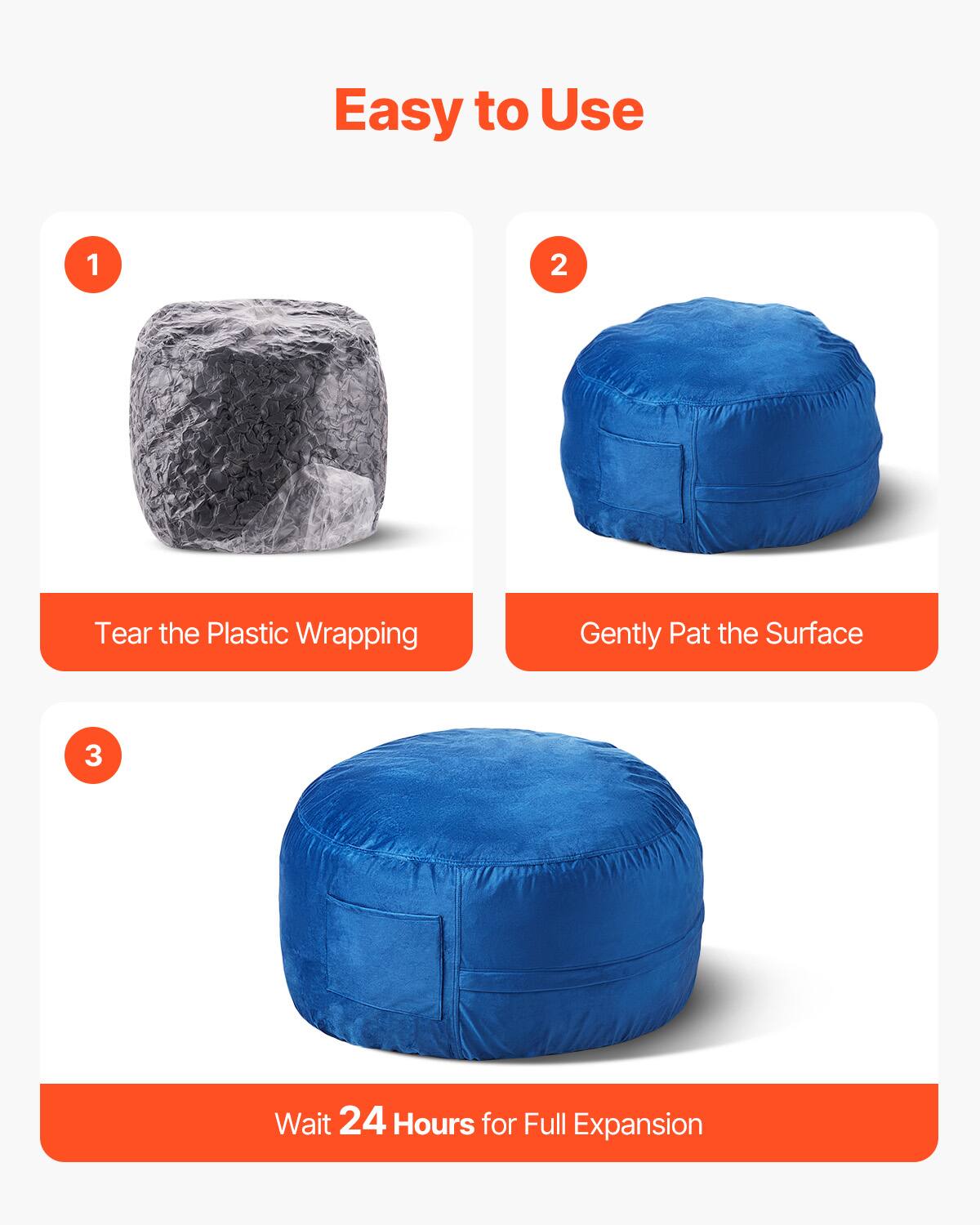 Easy to Use

1. Tear the Plastic Wrapping

2. Gently Pat the Surface

3. Wait 24 Hours for Full Expansion