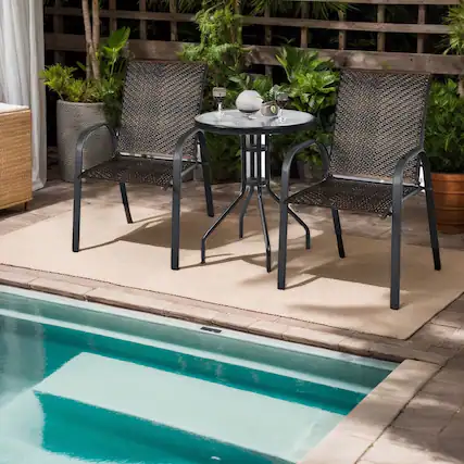 Front. Kadyn - Set of 6 Outdoor PE Wicker Stackable Chairs with Sturdy Steel Frame-Brown, Outdoor Dining Chair for Outside Patio - Brown.