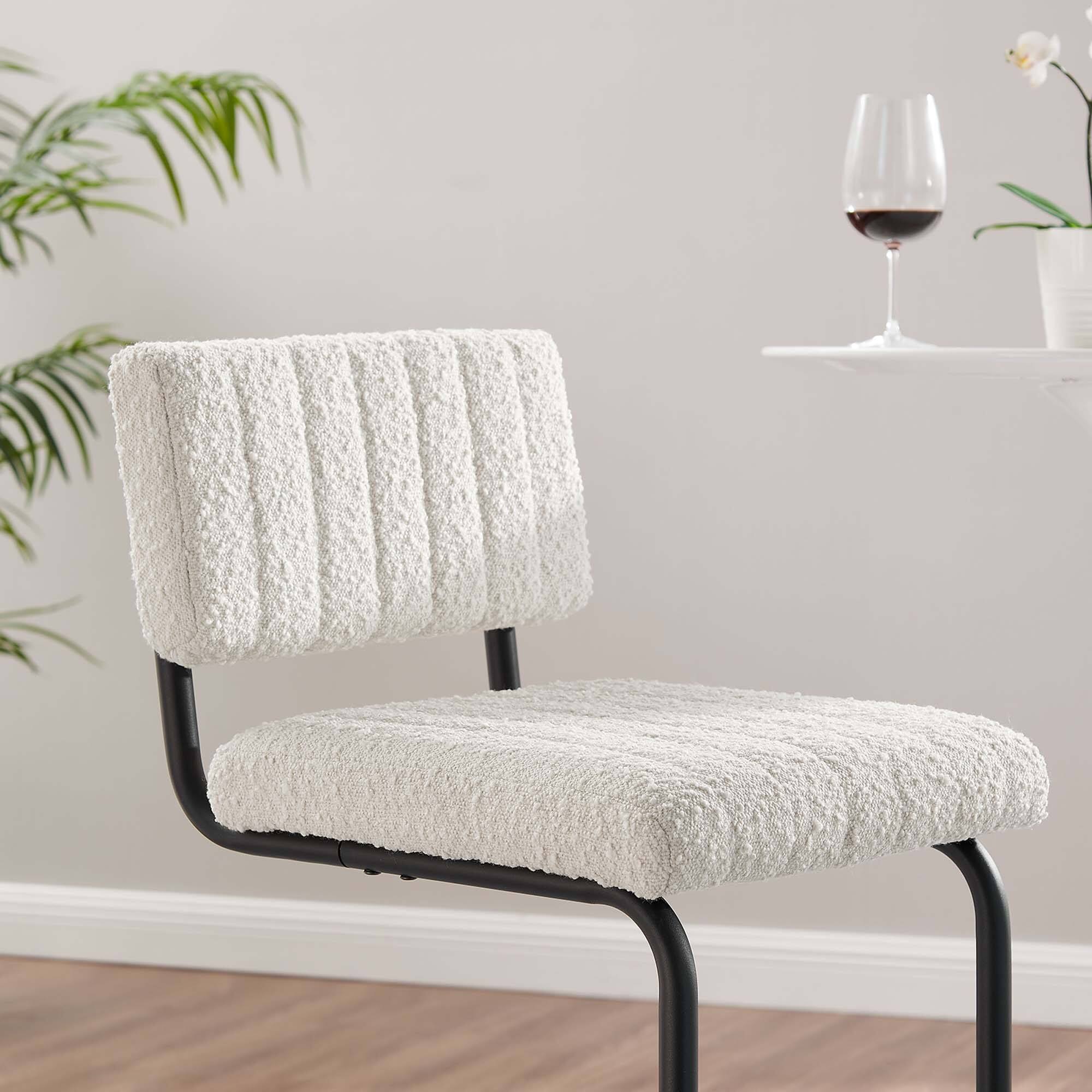 Alt View 1. Modway - Parity Boucle Bar Stools Set of 2 by Modway - Black Ivory.